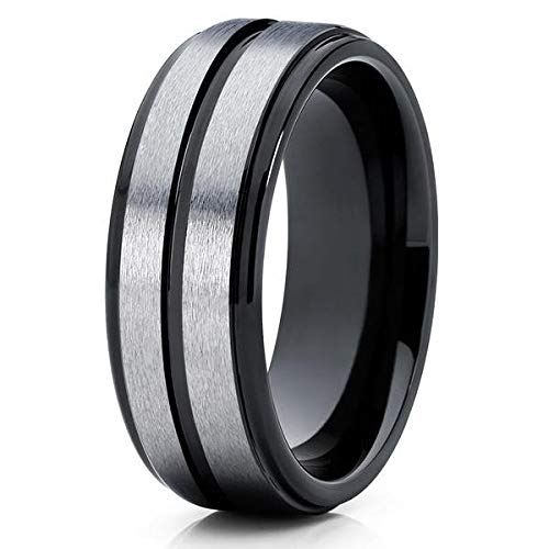 Black Tungsten Wedding Band for Men & Women - 8mm Comfort Fit Brushed Finish - Anniversary, Engagement Rings - Perfect for Everyday Wear & Special Occasions