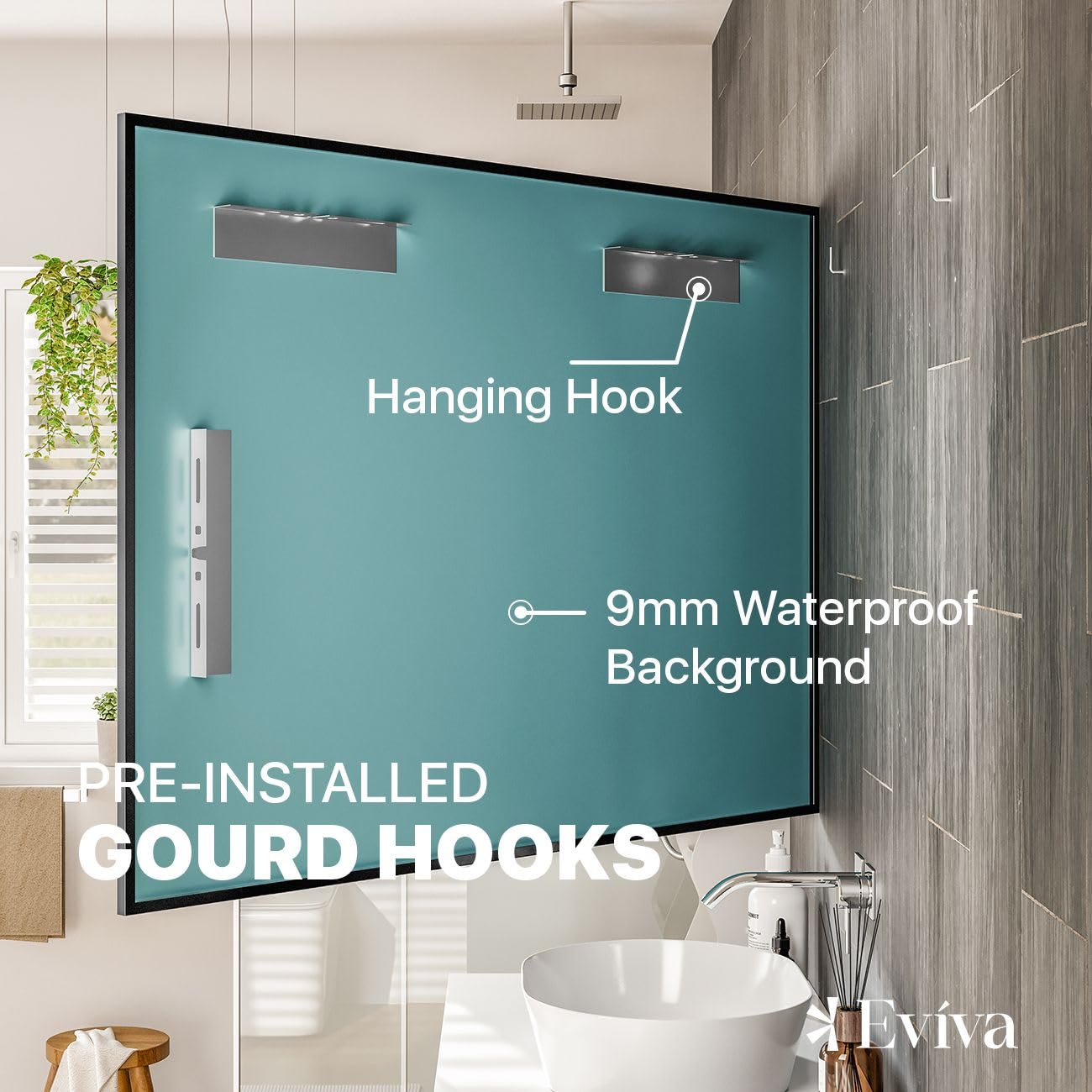 Eviva 42x30 Inch Black Framed Bathroom Mirror - Modern Aluminum Metal Frame Rectangle Glass Wall Mirror for Bathroom, Bedroom, Living Room & Entryway - Shatterproof & Easy to Install