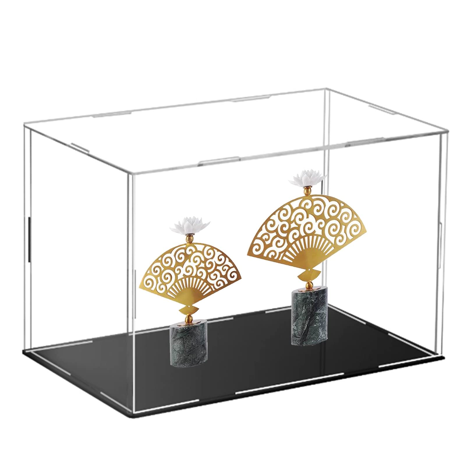 Acrylic Display Case with Plastic Base - Clear Dustproof Protection Box for Collectibles, Toys & Figures - Countertop Organizer Stand - Easy Self-Assembly - Perfect for Showcase, Retail Display & Home Decor