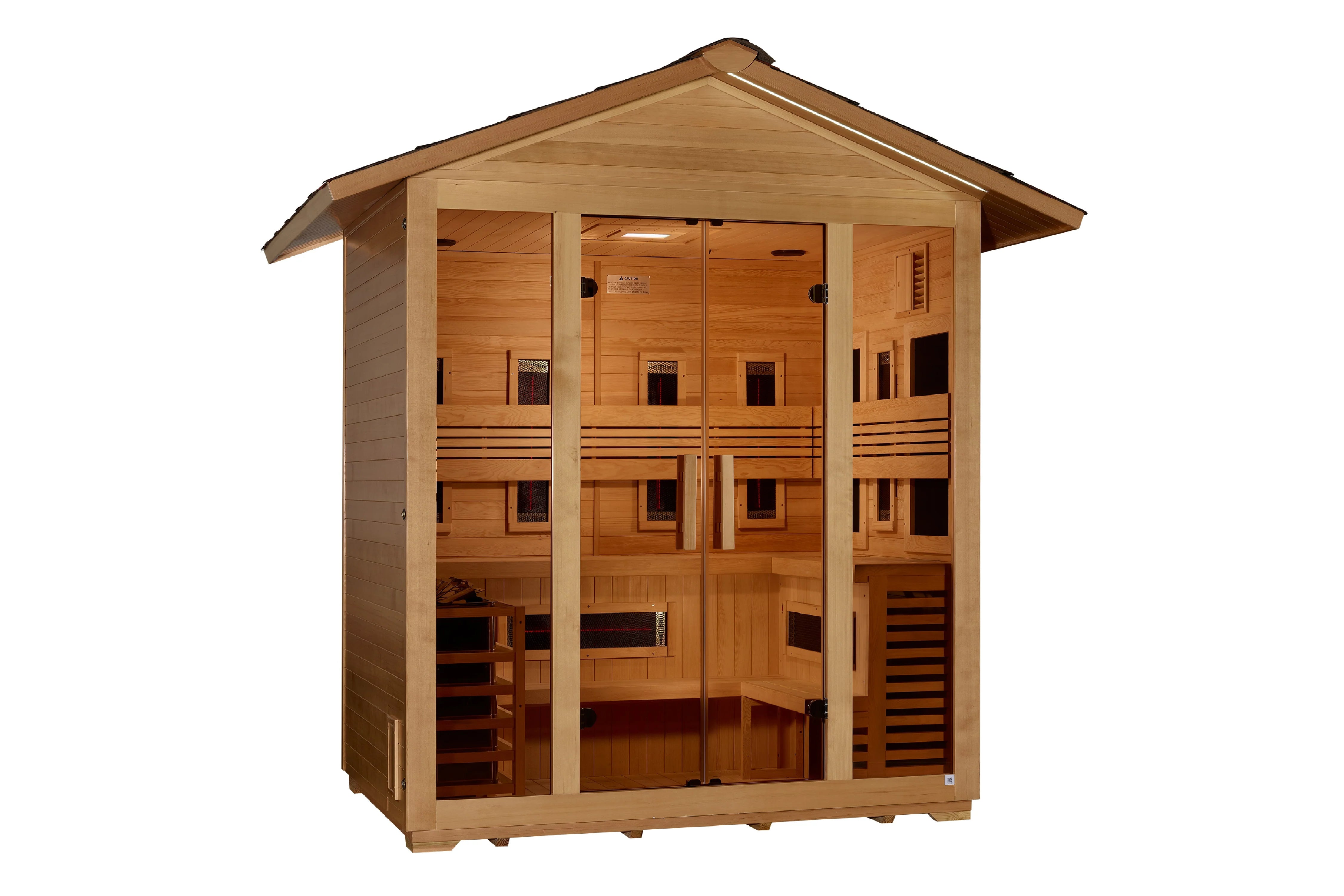 Golden Designs Gargellen 5-Person Full Spectrum Hybrid Outdoor Sauna - Infrared & Traditional Steam Sauna for Home Backyard Relaxation & Detox