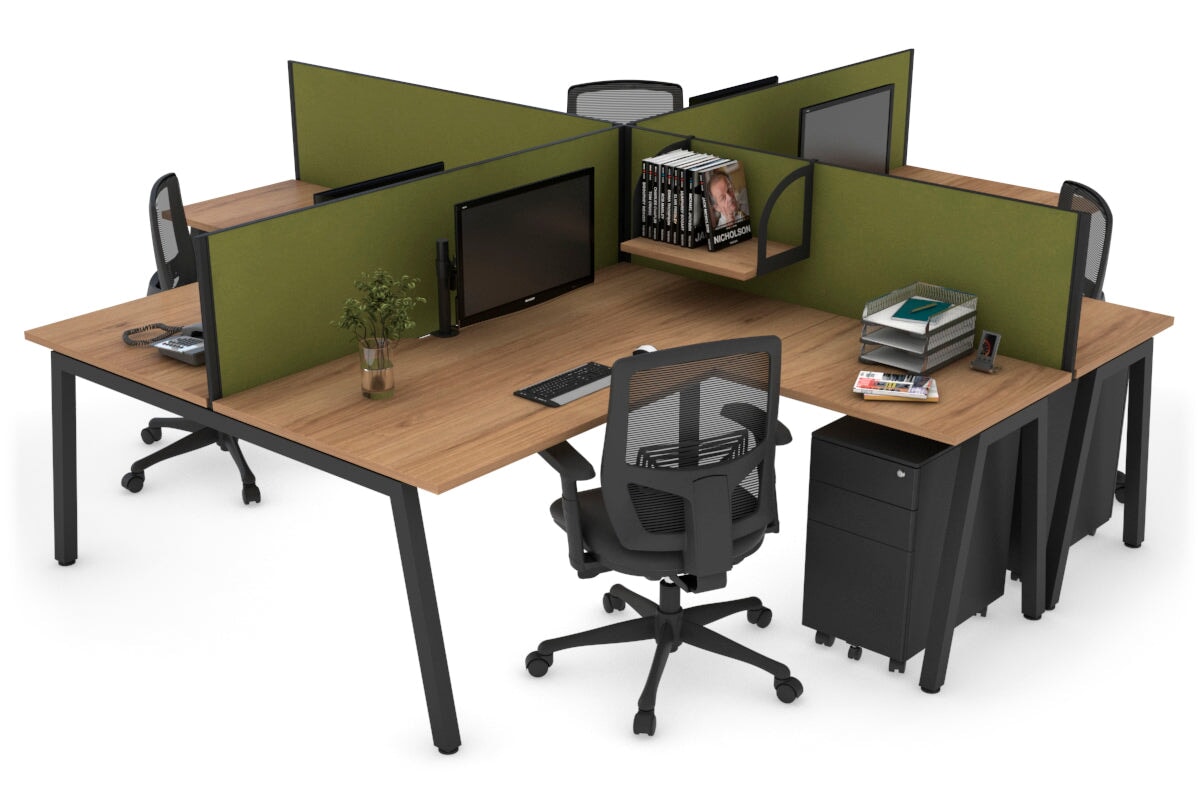 Quadro A Legs 4-Person Corner Workstation Desk - 1600L x 1800W with Cable Management - Modern Office & Home Workspace Solution for Professionals