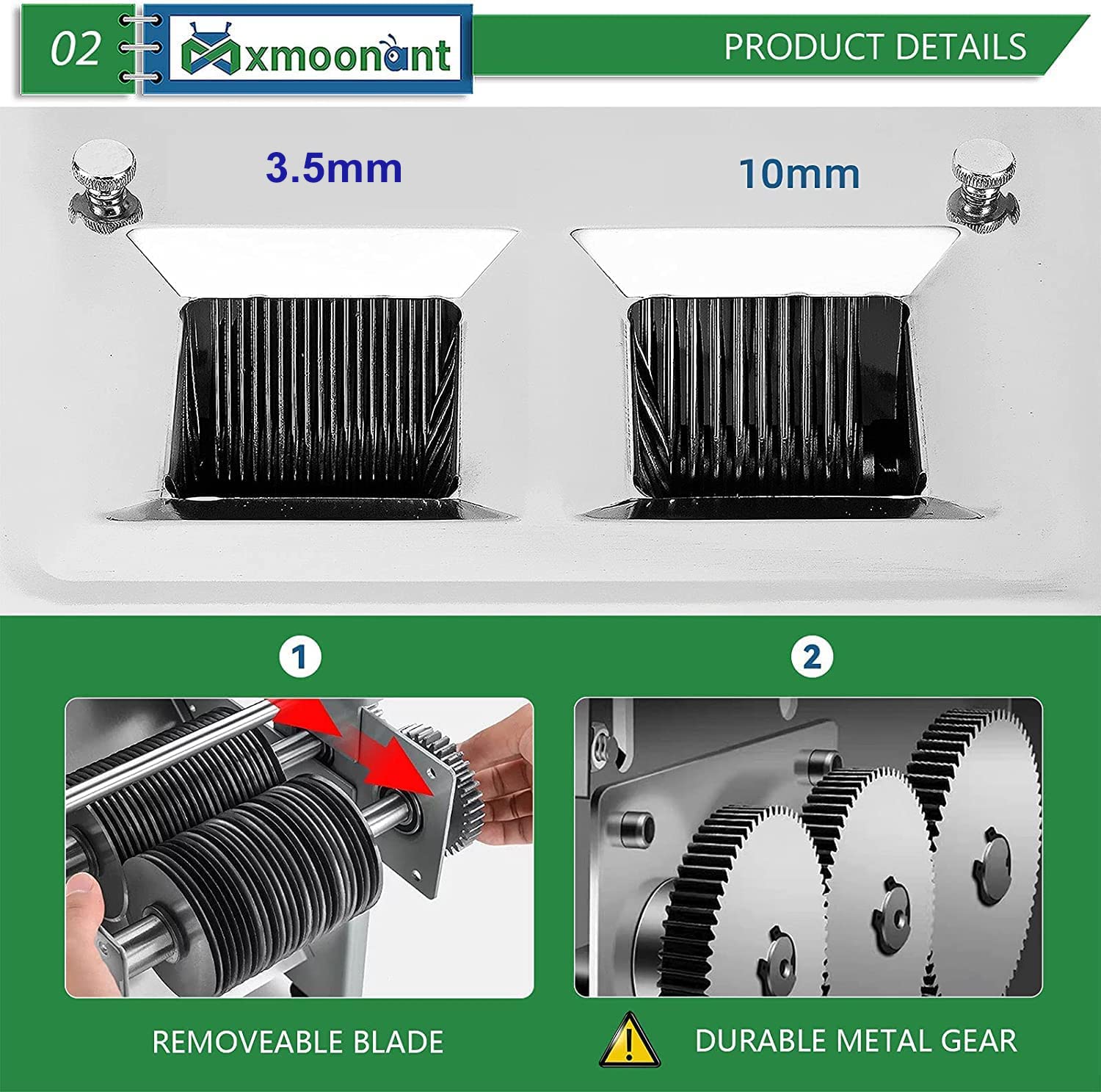 MXMOONANT 850W Electric Meat Cutter Machine - 3.5mm & 10mm Stainless Steel Blade, 330lb/h Capacity for Chicken, Beef, Fish & Vegetables - Perfect for Restaurants, Butcher Shops & Home Kitchen Use