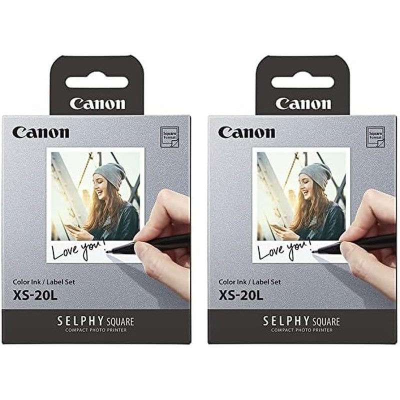 Canon SELPHY XS 20L Square Photo Printer - 2 Pack Color Ink & Label Set for Home, Office & Event Printing