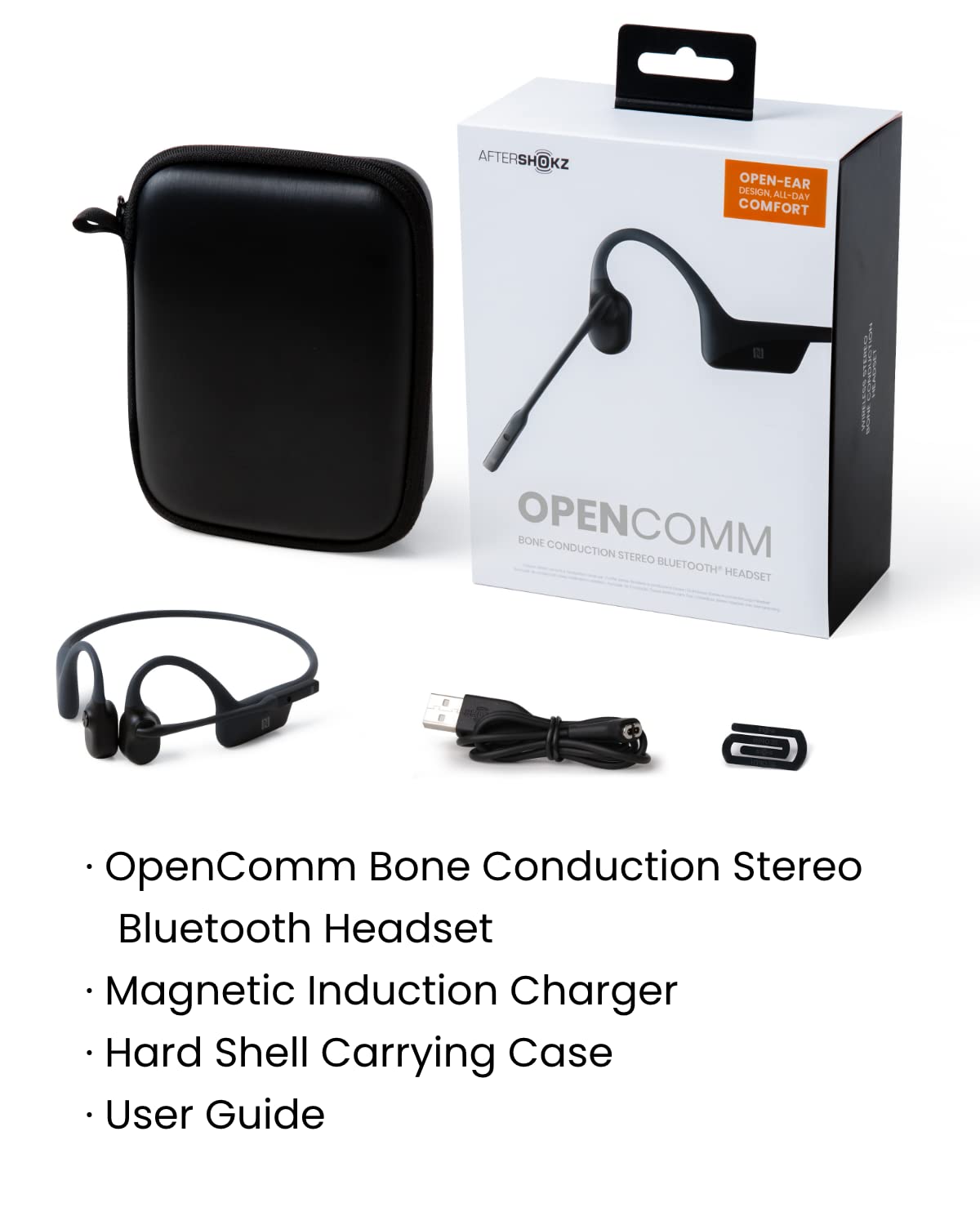 Shokz OpenComm Wireless Bone Conduction Bluetooth Headset with Noise-Canceling Mic - Office, Home, Trucking & Business Use - Black | Hands-Free Calls for Professionals & Drivers