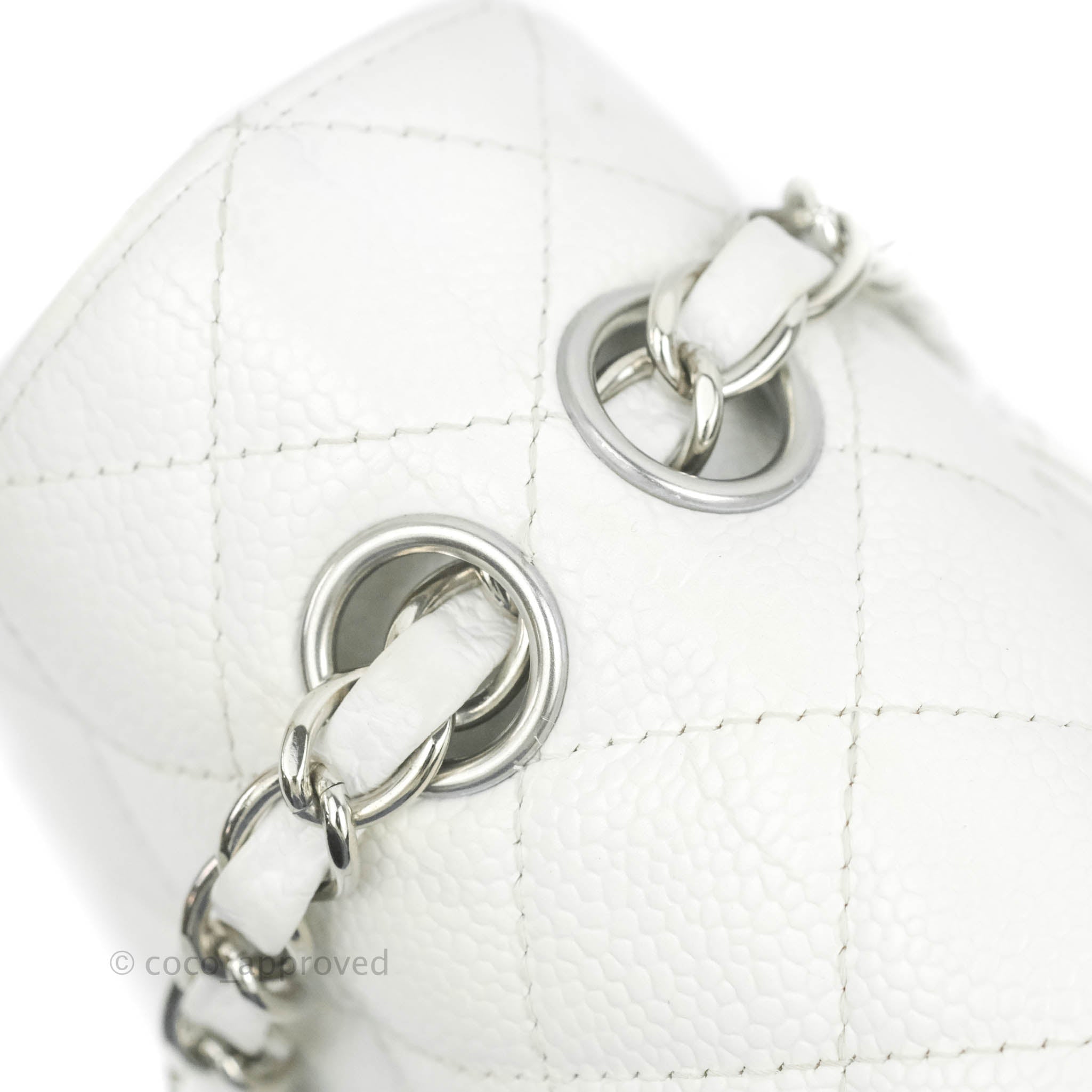 Chanel Classic M/L Medium Double Flap Bag in White Caviar Leather with Silver Hardware - Perfect for Luxury Fashion, Evening Events & Designer Handbag Collection