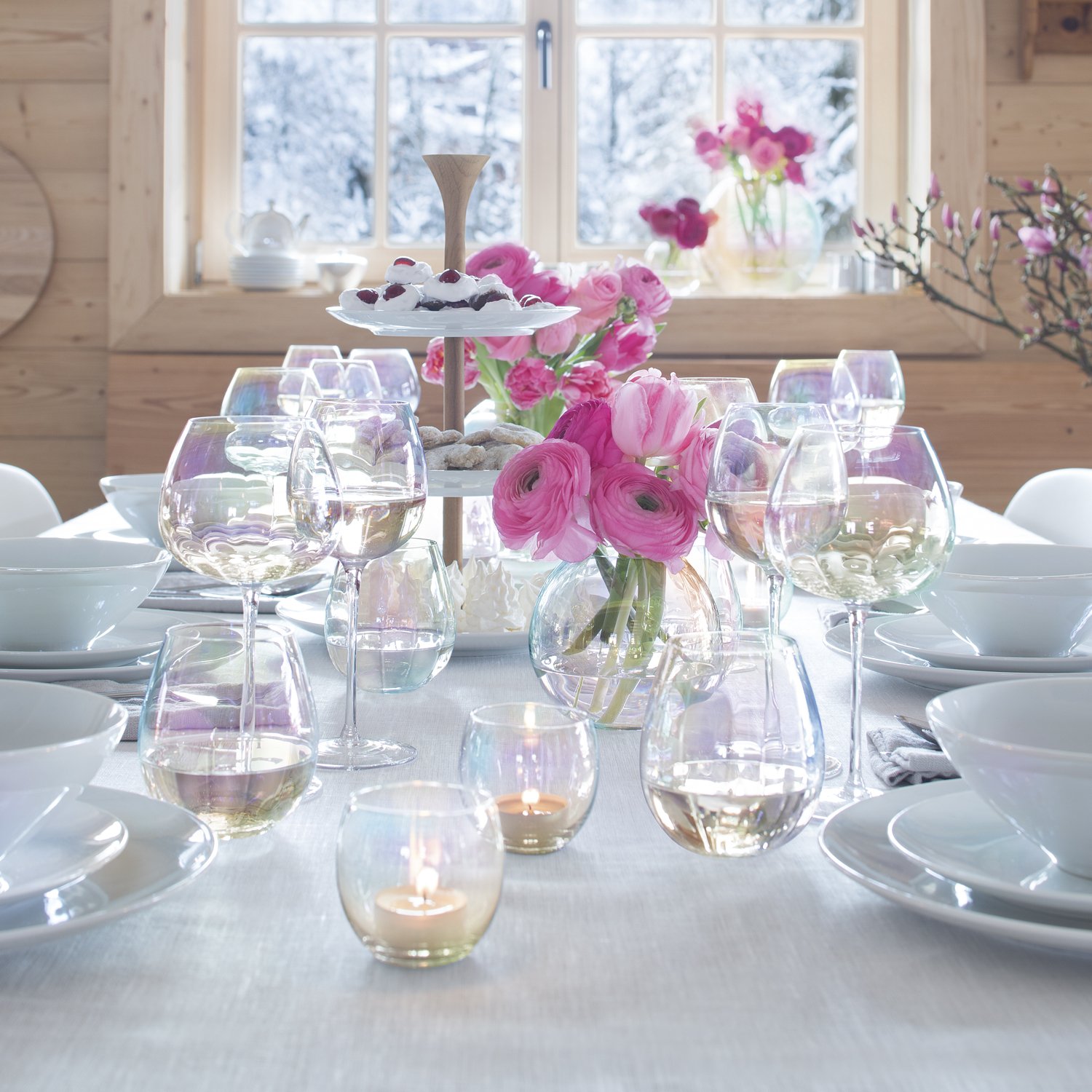 Luxury Pearl White Wine Glasses Set of 4 - 11 oz Modern Elegant Crystal Glassware for White Wine, Champagne & Cocktails - Perfect for Dinner Parties, Weddings & Home Entertaining