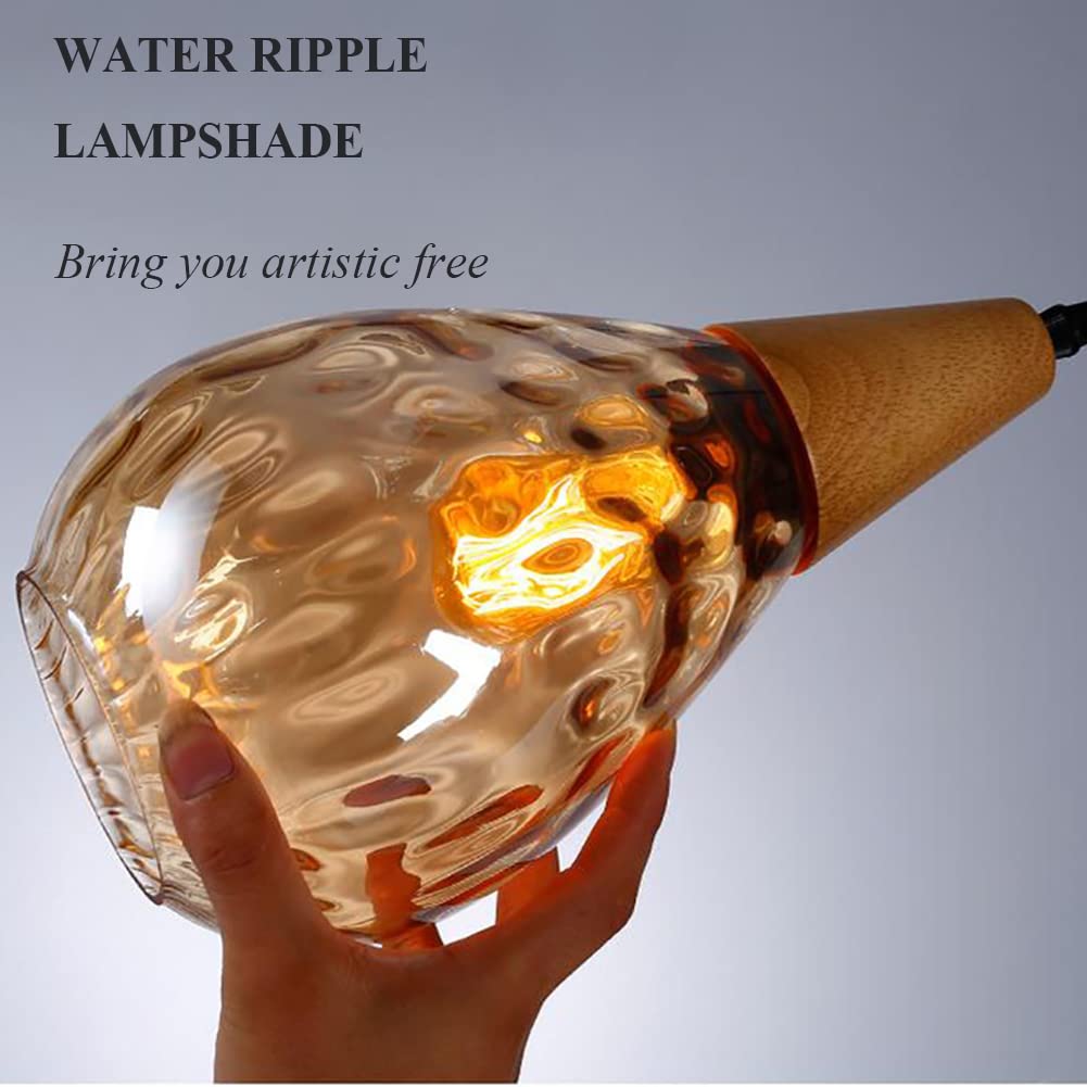 MoreChange 3-Light Cluster Glass Pendant Lighting Fixture with Water Drop Shade - Modern Kitchen Island & Dining Room Ceiling Light for Home, Bar, Restaurant Decor
