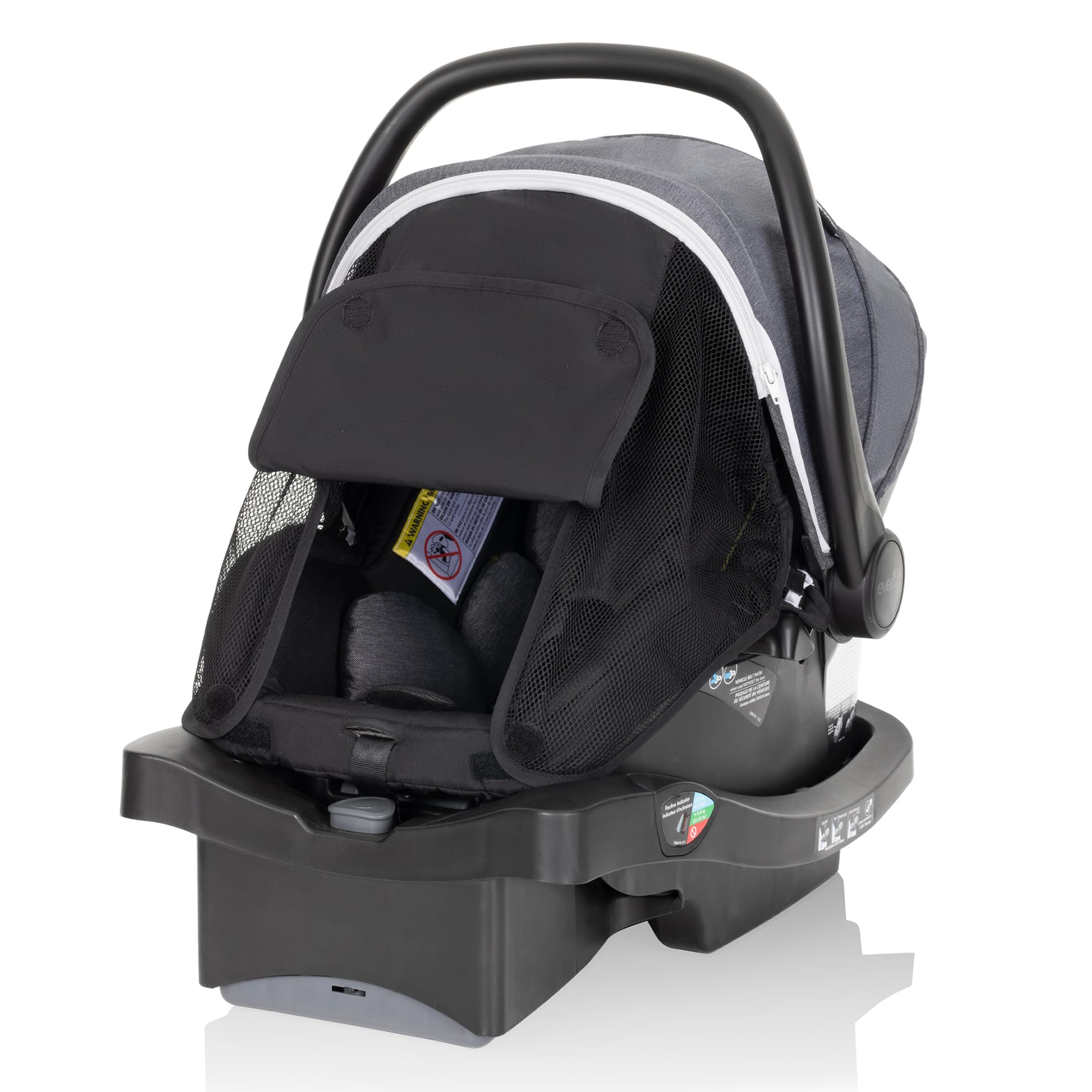 Evenflo Pivot Vizor Modular Reversible Stroller Travel System with LiteMax Infant Car Seat - 6 Adjustable Modes, Chasse Black | Lightweight Baby Stroller for Newborns to Toddlers | Perfect for Travel, Shopping & Daily Walks