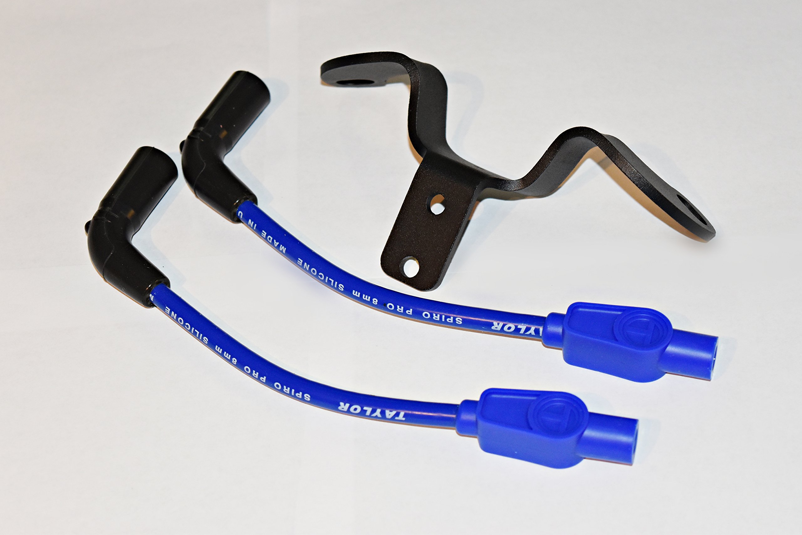JBSporty Coil and Ignition Relocation Bracket with Bobber Blue Taylor Wires - Compatible with Harley Davidson Sportster, Nightster, 72, 48 Iron Roadster 883 1200 - Easy Installation for Custom Motorcycle Builds and Performance Upgrades
