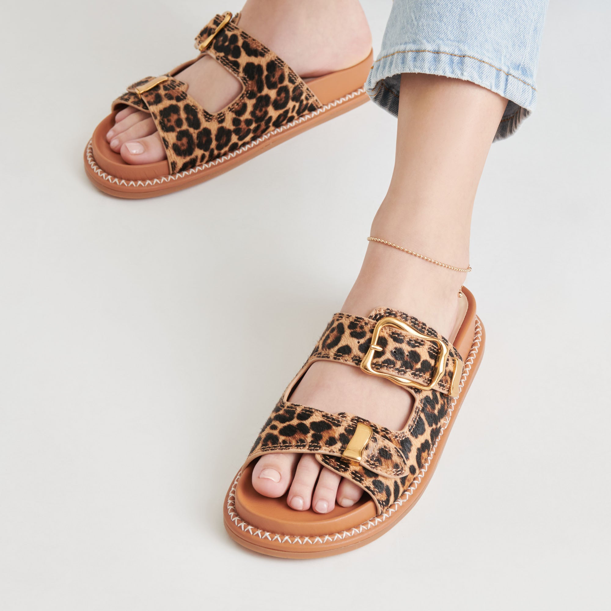 SEVANA Women's DK Leopard Calf Hair Sandals - Stylish & Comfortable Summer Shoes for Beach, Pool, and Casual Outings
