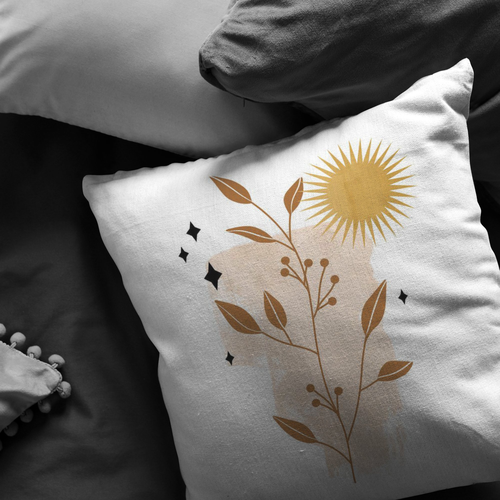 Star Flower Throw Pillow - Decorative Accent Cushion for Sofa, Bed & Home Decor - Soft & Stylish Living Room Bedroom Pillow