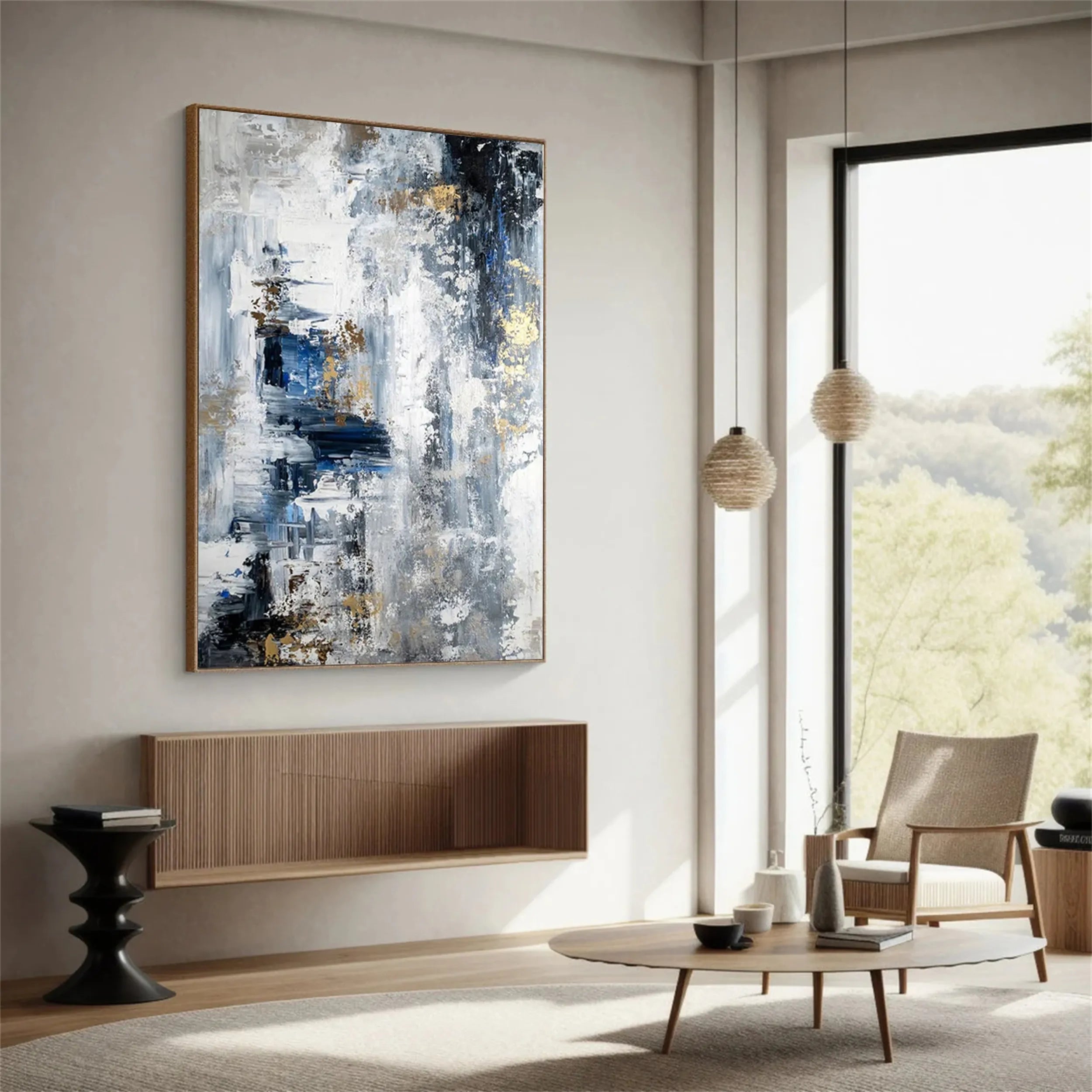 Blue & Green Abstract Wall Art Canvas Print #BG075 - Modern Home Decor for Living Room, Bedroom & Office