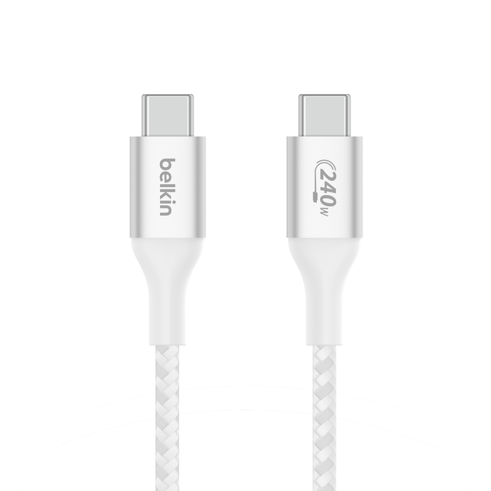 Belkin USB C to USB C Cable 240W 2M White - Fast Charging for MacBook, iPad, Samsung Galaxy & More - Perfect for Home, Office & Travel
