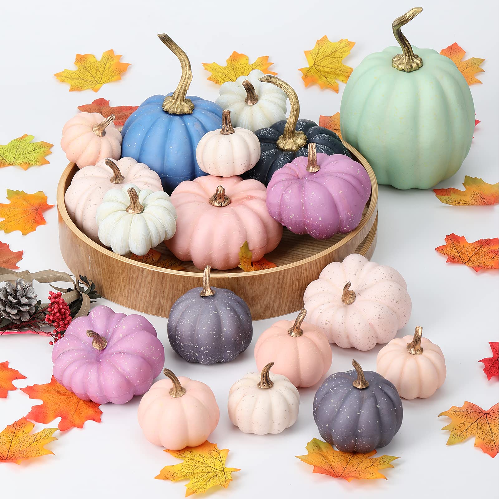 18Pcs Fake Foam Pumpkins - Fall Decor for Home, Wedding & Halloween