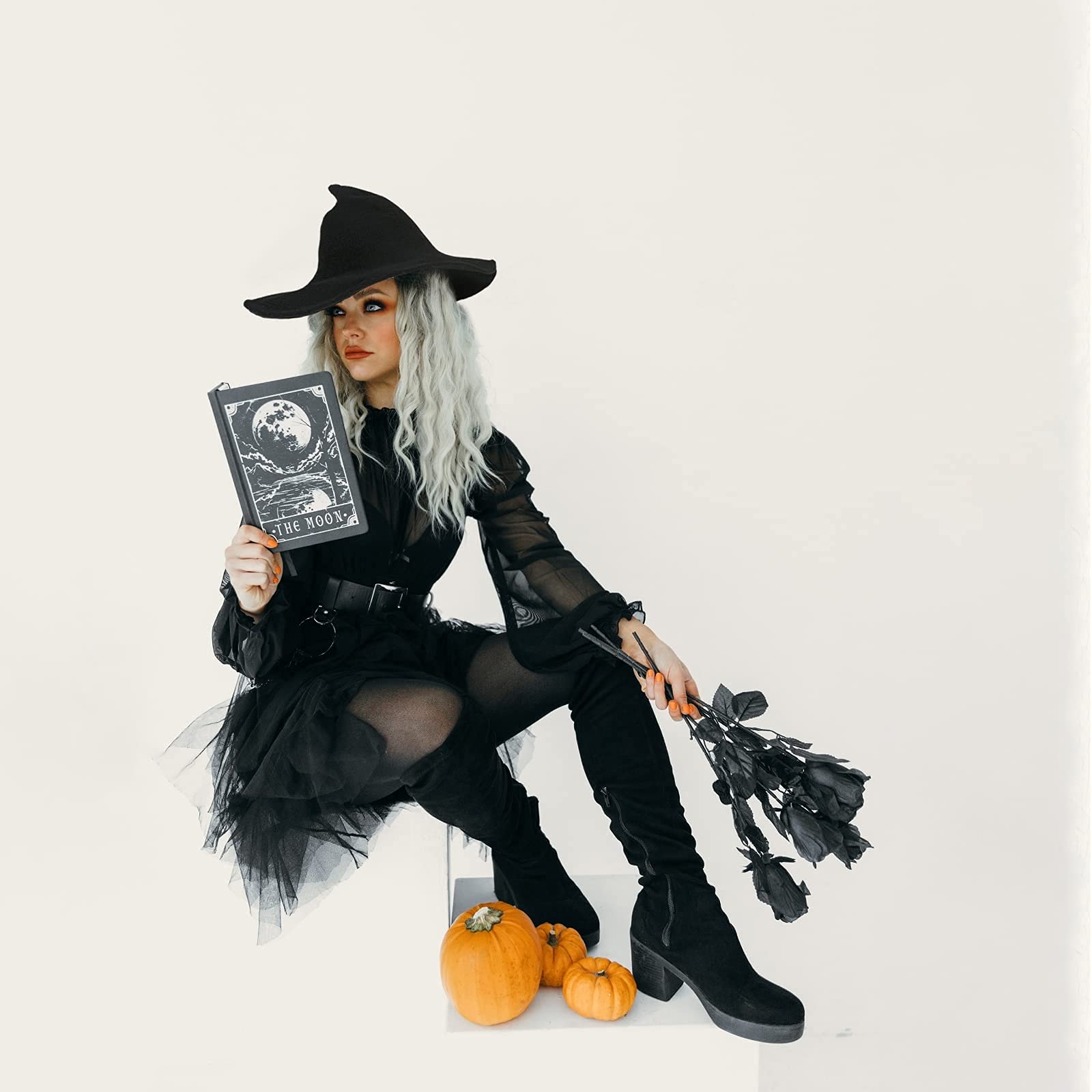 Lycycse Halloween Wool Witch Hat for Women - Knit Modern Witches Hat, Adult Wicked Wizard Hat for Cosplay & Costume - Perfect for Halloween Parties, Witch Themed Events, and Fantasy Dress-Up
