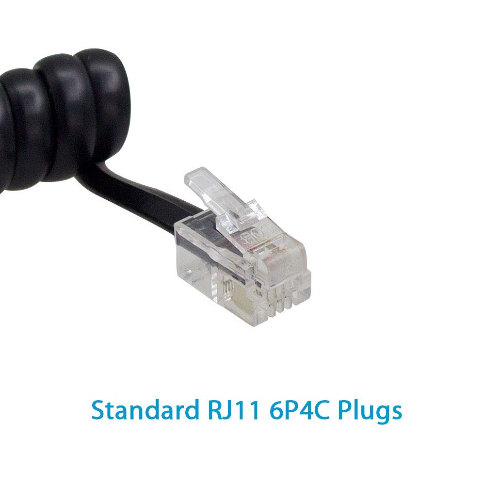 2 Pack 4M/13Ft Black Telephone Cord for Landline Phones - RJ9 4P4C Standard Connectors - Durable Replacement Phone Cable for Home, Office & Business Use