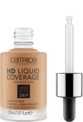 Catrice HD Liquid Coverage Foundation 002 - Lightweight Full Coverage Makeup Base - 060 Latte Macchiato Beige for Flawless Skin | Perfect for Daily Wear & Photography
