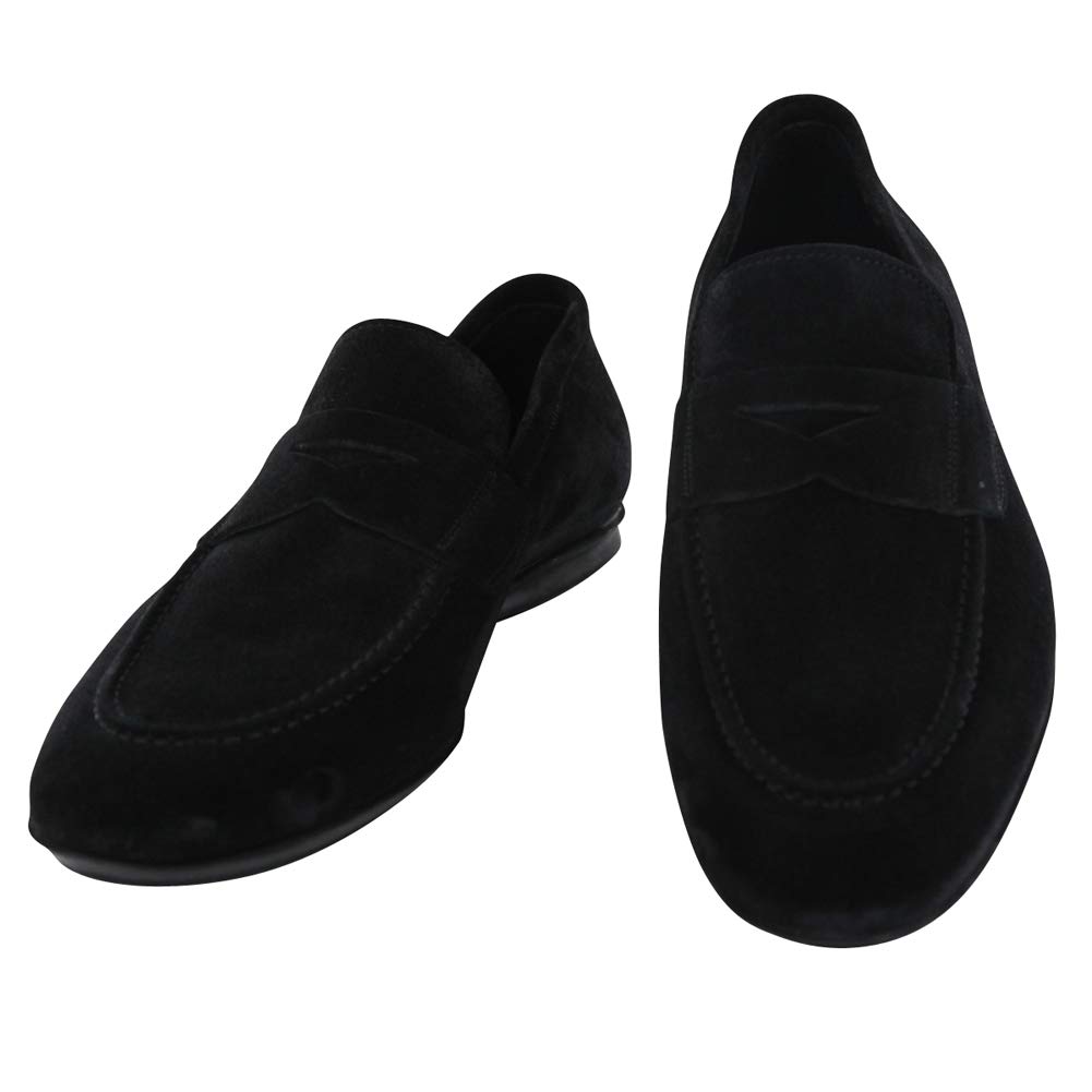 Luxury Fiori Di Lusso Black Suede Penny Loafers for Men - Comfortable & Stylish Slip-On Shoes for Business, Office & Casual Wear