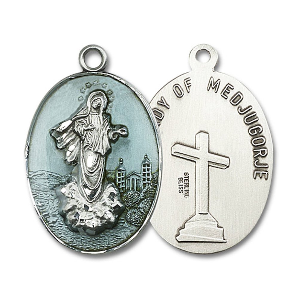Authentic Sterling Silver Medjugorje Pendant for Men with 24