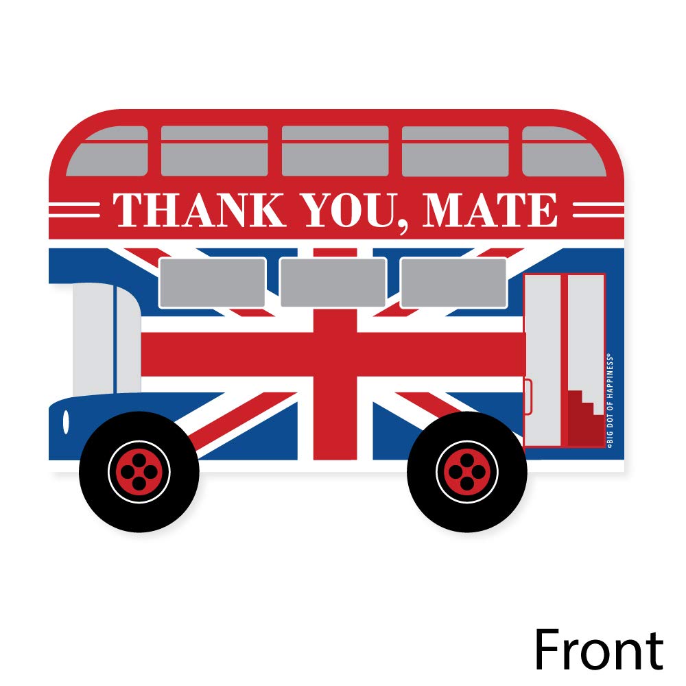 Big Dot of Happiness Cheerio, London - British Themed Thank You Cards with Envelopes - Set of 12 UK Party Stationery - Perfect for Bridal Showers, Birthday Parties & Hostess Gifts