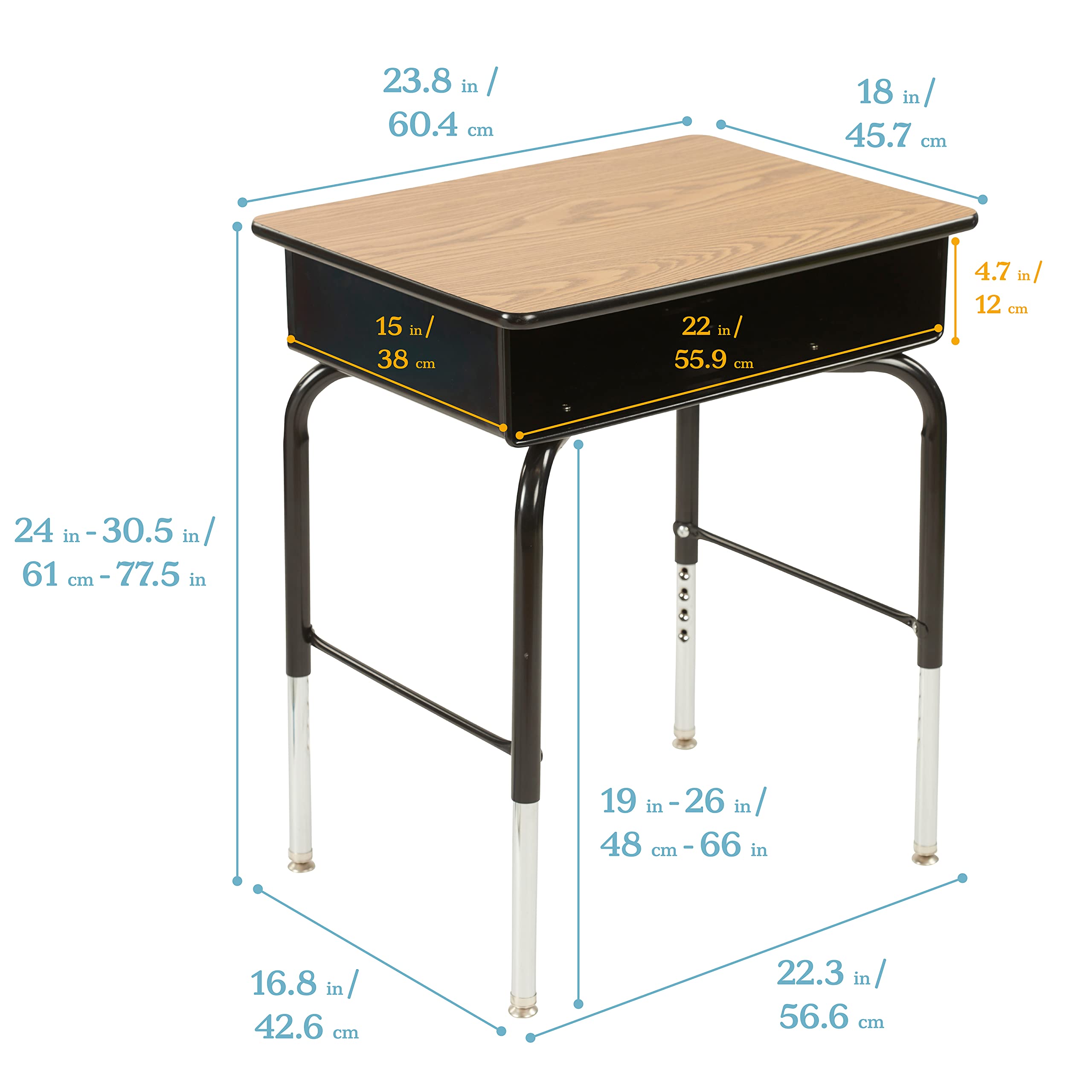ECR4Kids 24x18 Inch Student Desk with Flash Furniture 440 lb Capacity Ergonomic Stackable Shell Chair - Perfect for Classrooms, Home Study & Office Use