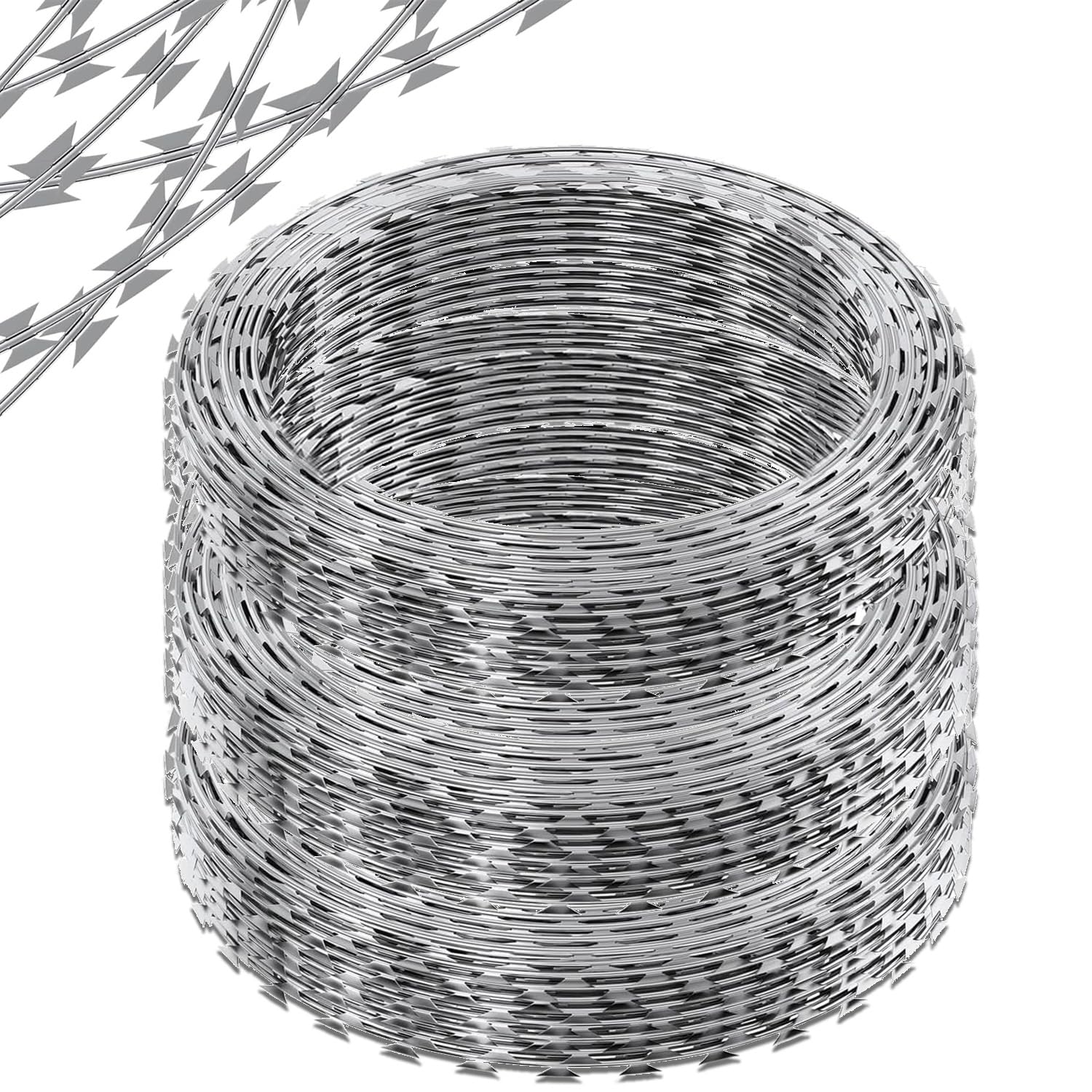 410FT Galvanized Steel Razor Wire - Heavy Duty Barbed Concertina Wire for Security Fencing (5 Rolls, 82FT Each) | Perfect for Perimeter Protection, Military Bases & Property Security