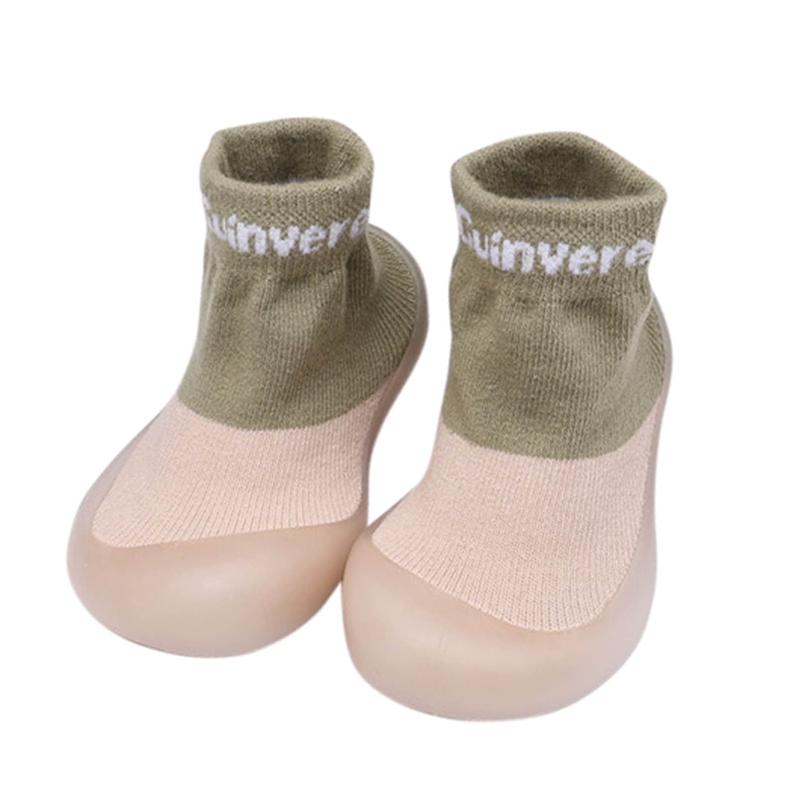 Non-Slip Baby Socks with First Letter Design - Elastic Walking Shoes for Toddlers & Infants | Soft Winter Booties for Boys - Perfect for Indoor Play, Early Walkers & Cold Weather Protection