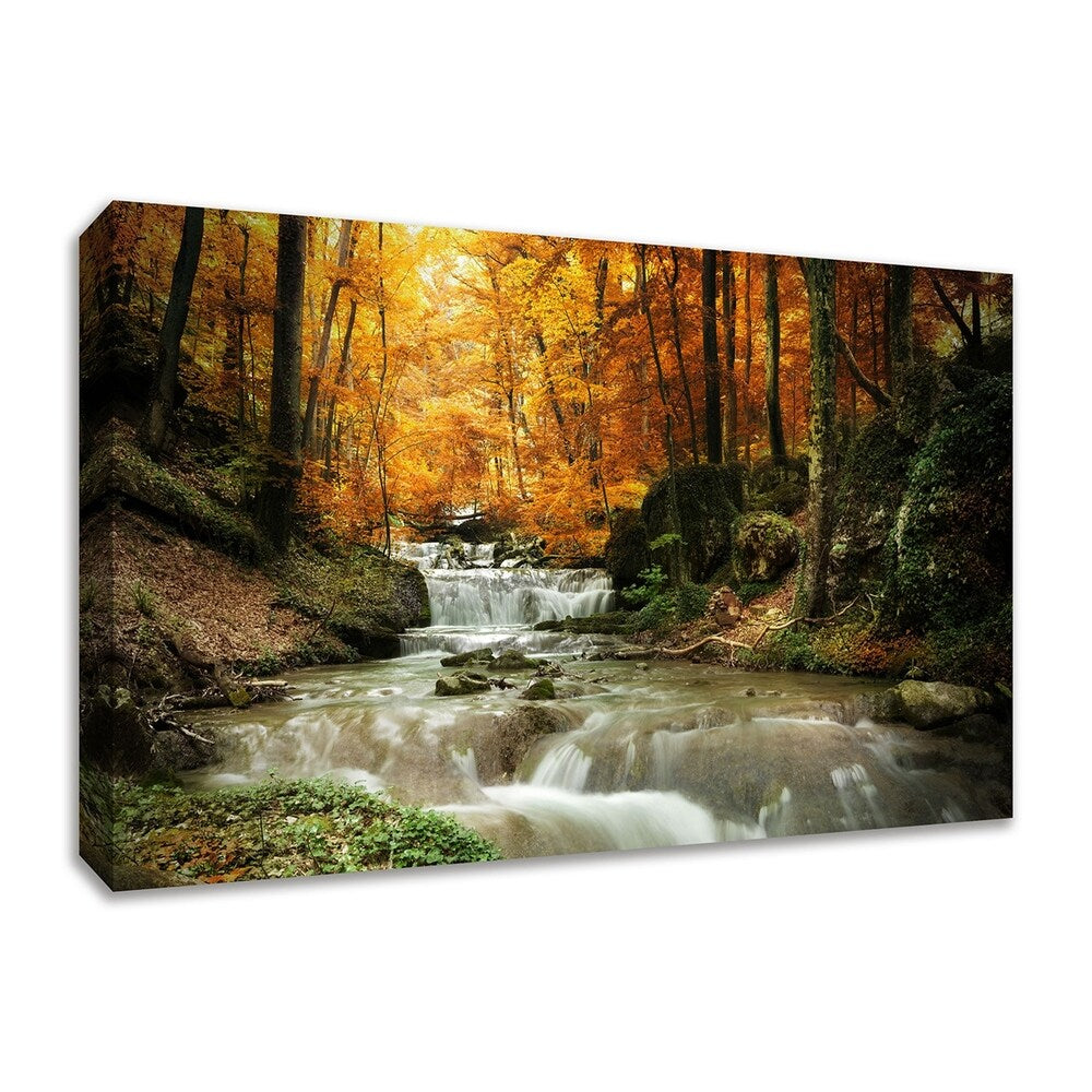 Autumn Stream Giclee Print - Premium Gallery Wrapped Canvas Art - Ready to Hang Wall Decor - Perfect for Living Room, Bedroom & Office