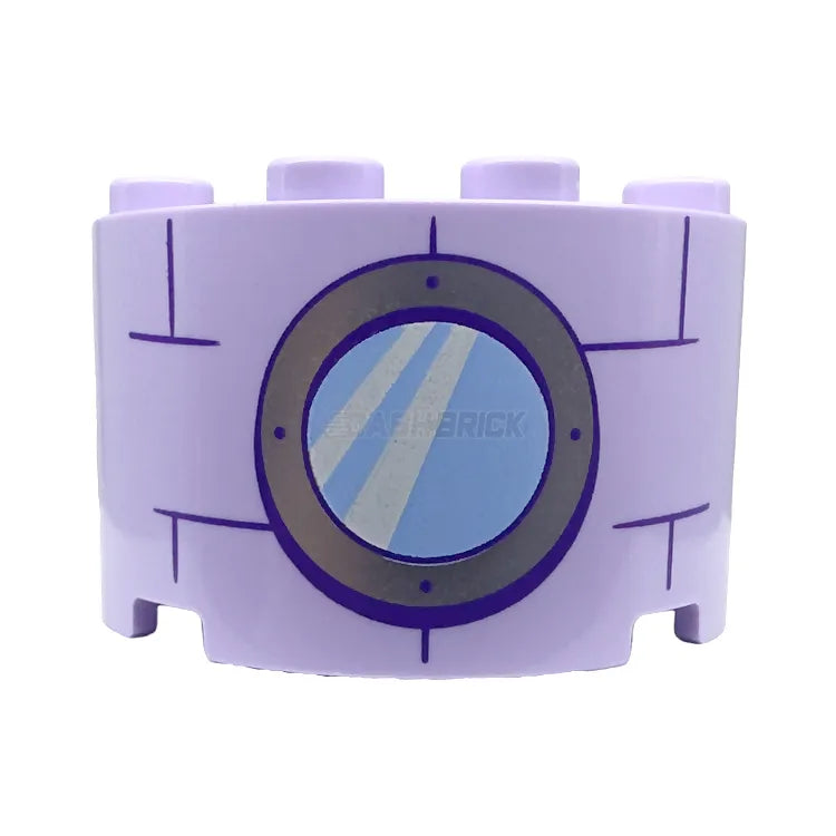 LEGO Dark Purple Cylinder Half 2x4x2 Brick with 1x2 Cutout & Round Window [24593pb16] - Perfect for Custom LEGO Buildings, Spacecrafts & Creative DIY Projects