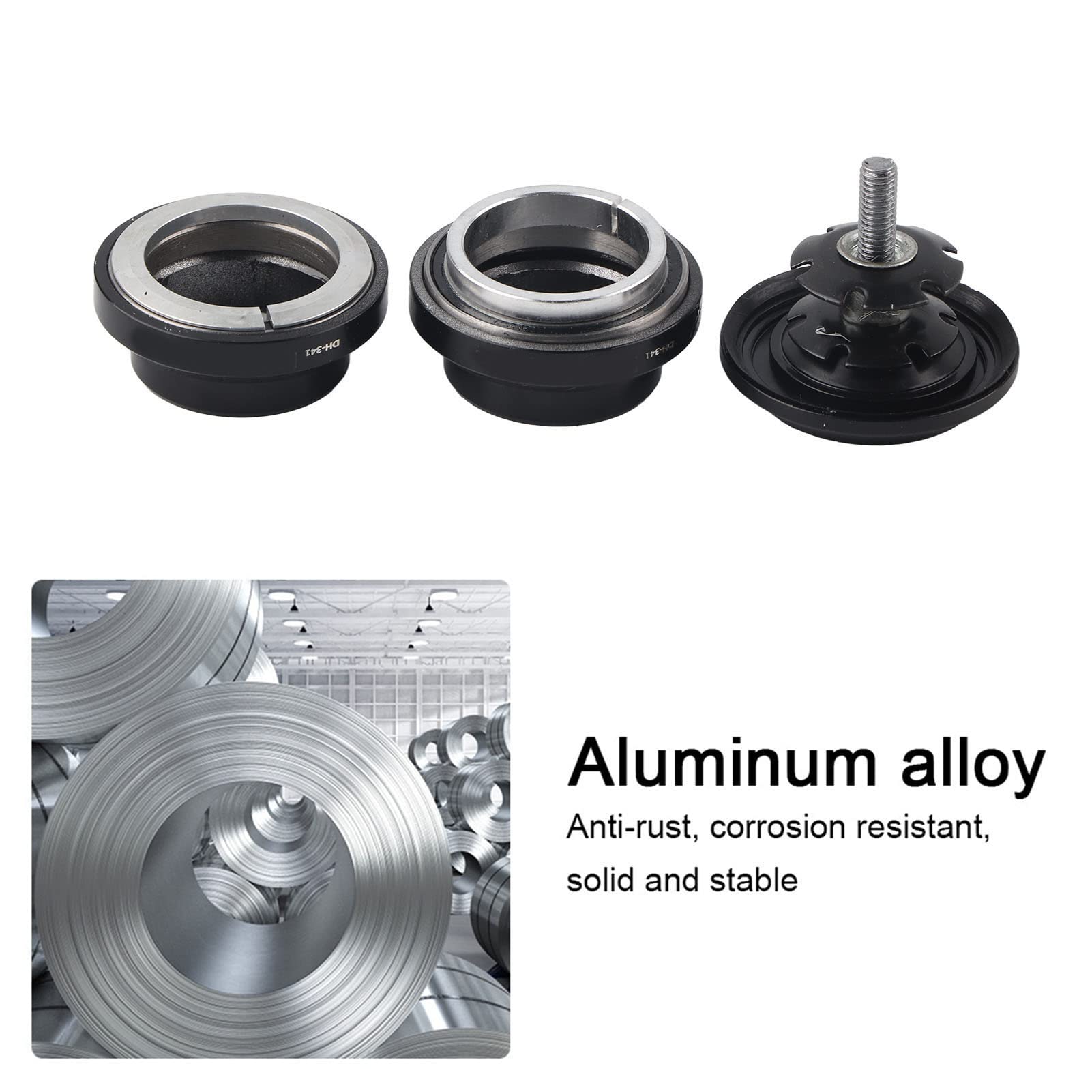 34mm Aluminum Alloy Bicycle Headset - 28.6mm Straight Fork Bearing Steering Stem Bearings for Road & Mountain Bikes - Durable Bike Headset Replacement Part for Smooth Steering