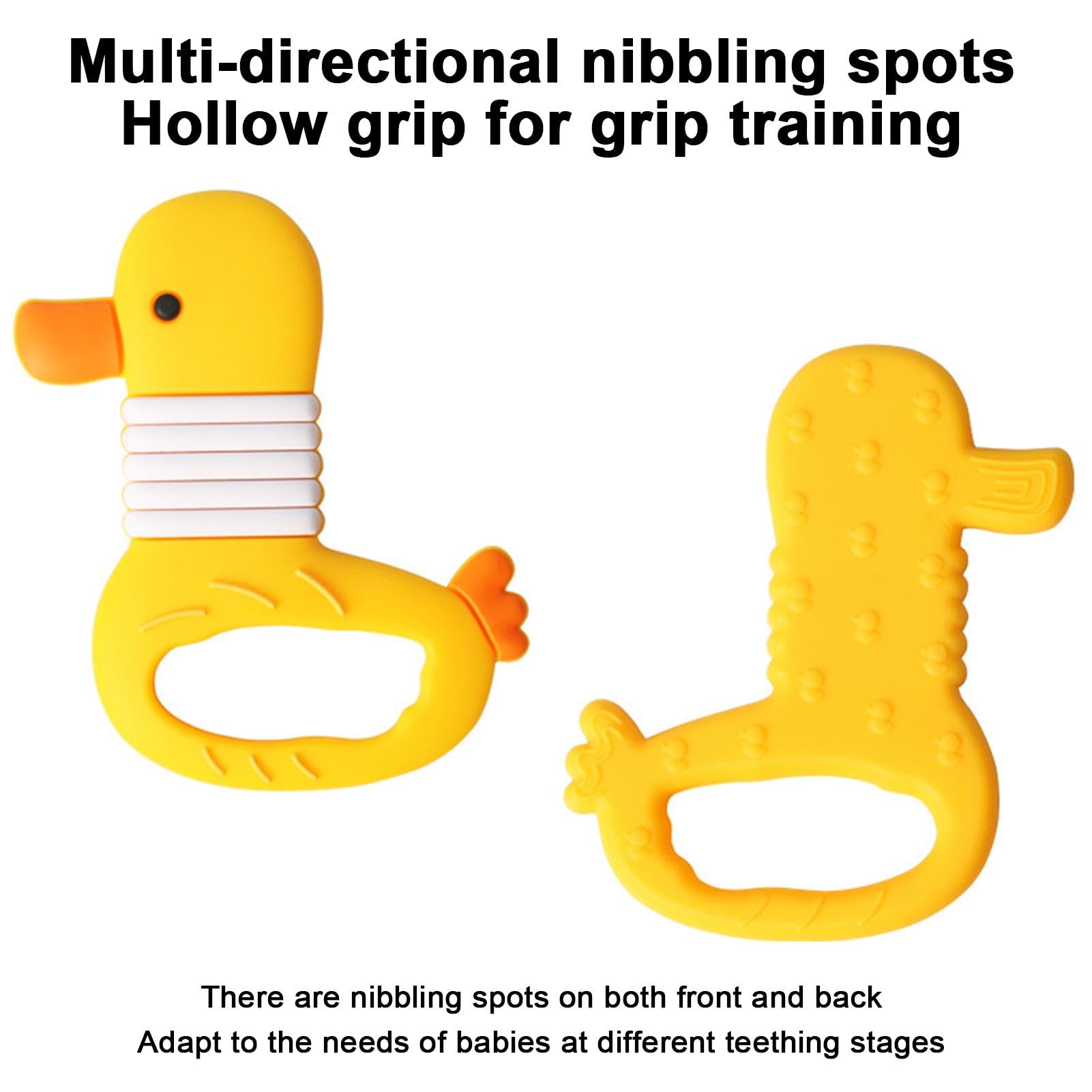 Silicone Teether Duck - Safe Baby Chew Toy for Teething Relief, Sensory & Molar Stimulation - BPA-Free Soothing Gums Toy for Infants & Toddlers (Ideal for Home, Travel & Daycare Use)
