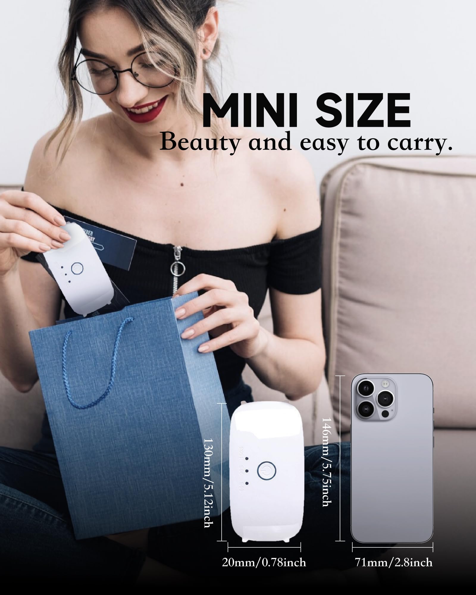12W UV LED Nail Lamp with Glove - Portable Gel Nail Dryer for Home & Salon Use