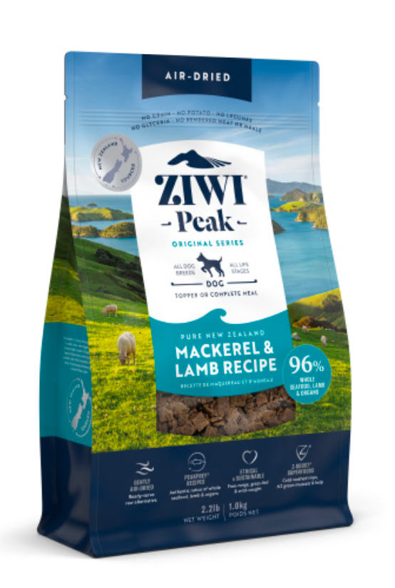 Ziwi Peak Air-Dried Dog Food - Grain-Free Mackerel & Lamb Recipe for Small & Large Breeds - High Protein, Natural Ingredients for Healthy Skin & Coat - Perfect for Training Treats & Daily Meals