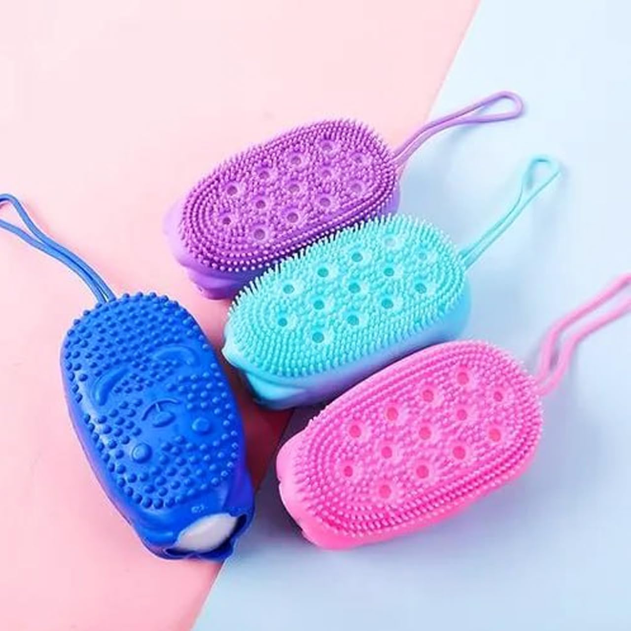 ETONIA Silicone Massage Bath Brush for Hair Scalp & Body - Exfoliating Shower Brush with Soap Dispenser - Bubble Bath & Shampoo Scrubber - Gentle Skin Cleansing & Relaxing Massager for Men & Women (Multicolor, Pack of 1) - Perfect for Spa Days & Deep Hair Cleansing