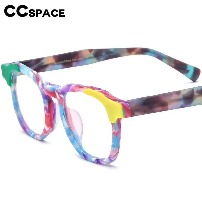 CCspace Unisex Full Rim Square Acetate Eyeglasses 56973 - Stylish & Durable Frame for Men & Women - Perfect for Work, Reading & Fashion Accessories