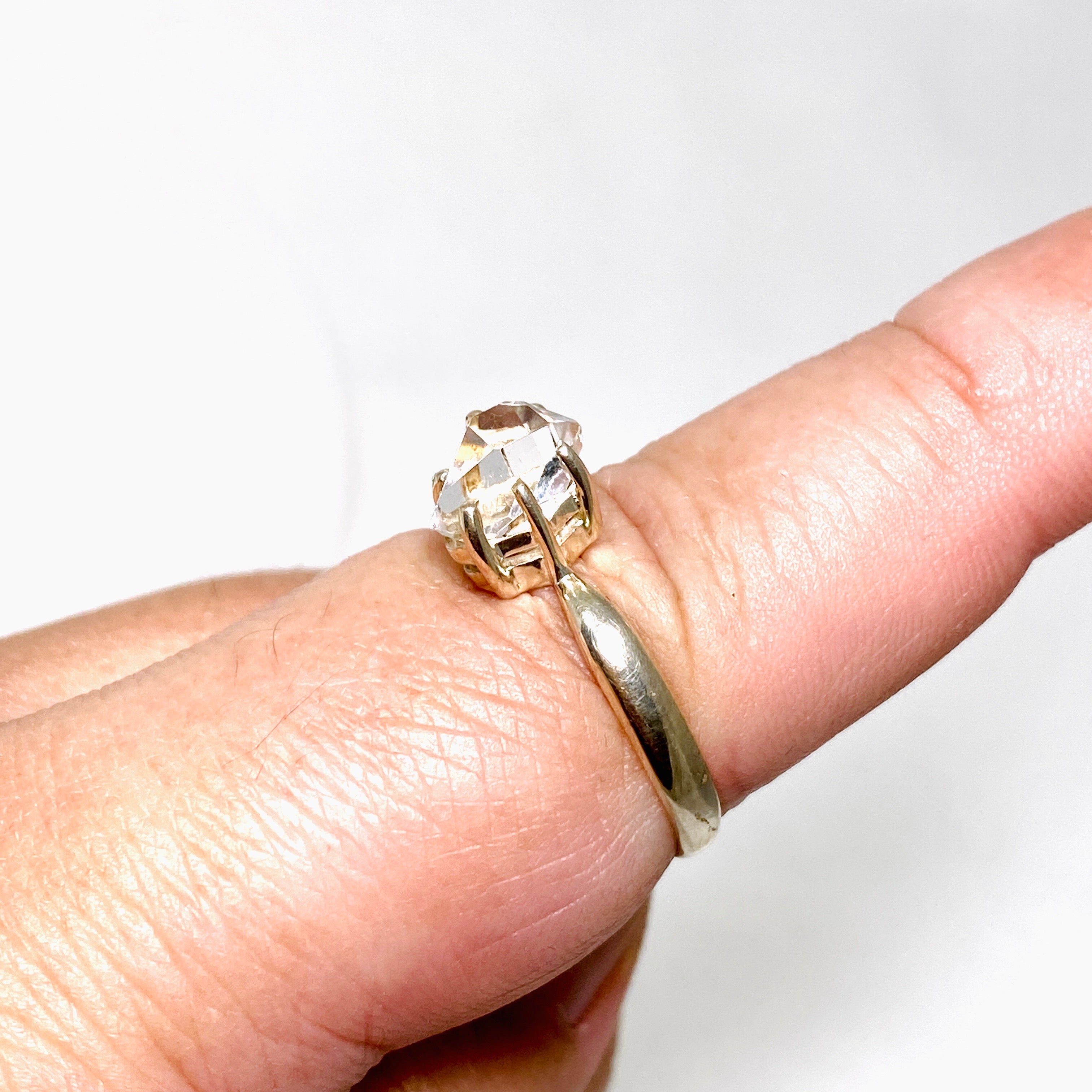 Herkimer Diamond Ring Size 10 - Genuine Natural Quartz Crystal Jewelry for Women, BTP 26 - Perfect for Engagement, Wedding, Anniversary Gifts & Everyday Elegance