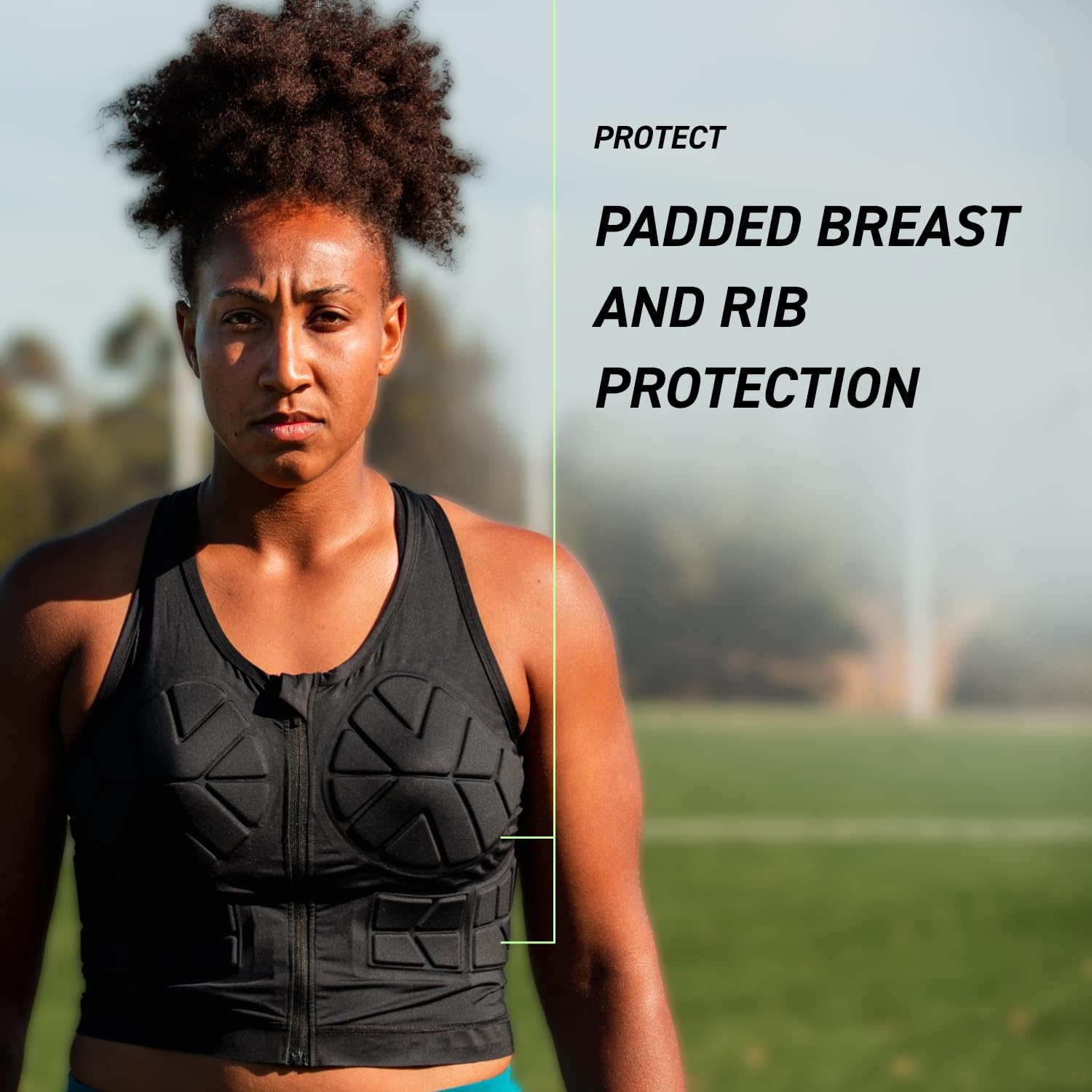 Z1 Women's Impact Vest - Front Zip Padded Compression Sports Vest for Karate, Football & MMA - Chest & Rib Protection Gear for Training & Competition