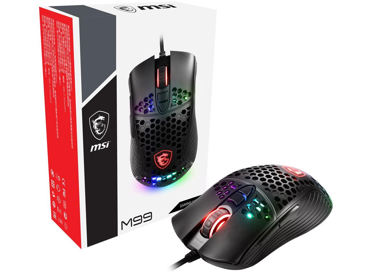 MSI M99 Gaming Mouse - High Precision RGB Wired Gaming Mouse with 7200 DPI, 7 Programmable Buttons, Ergonomic Design for PC Gamers - Perfect for FPS, MOBA, and MMO Gaming