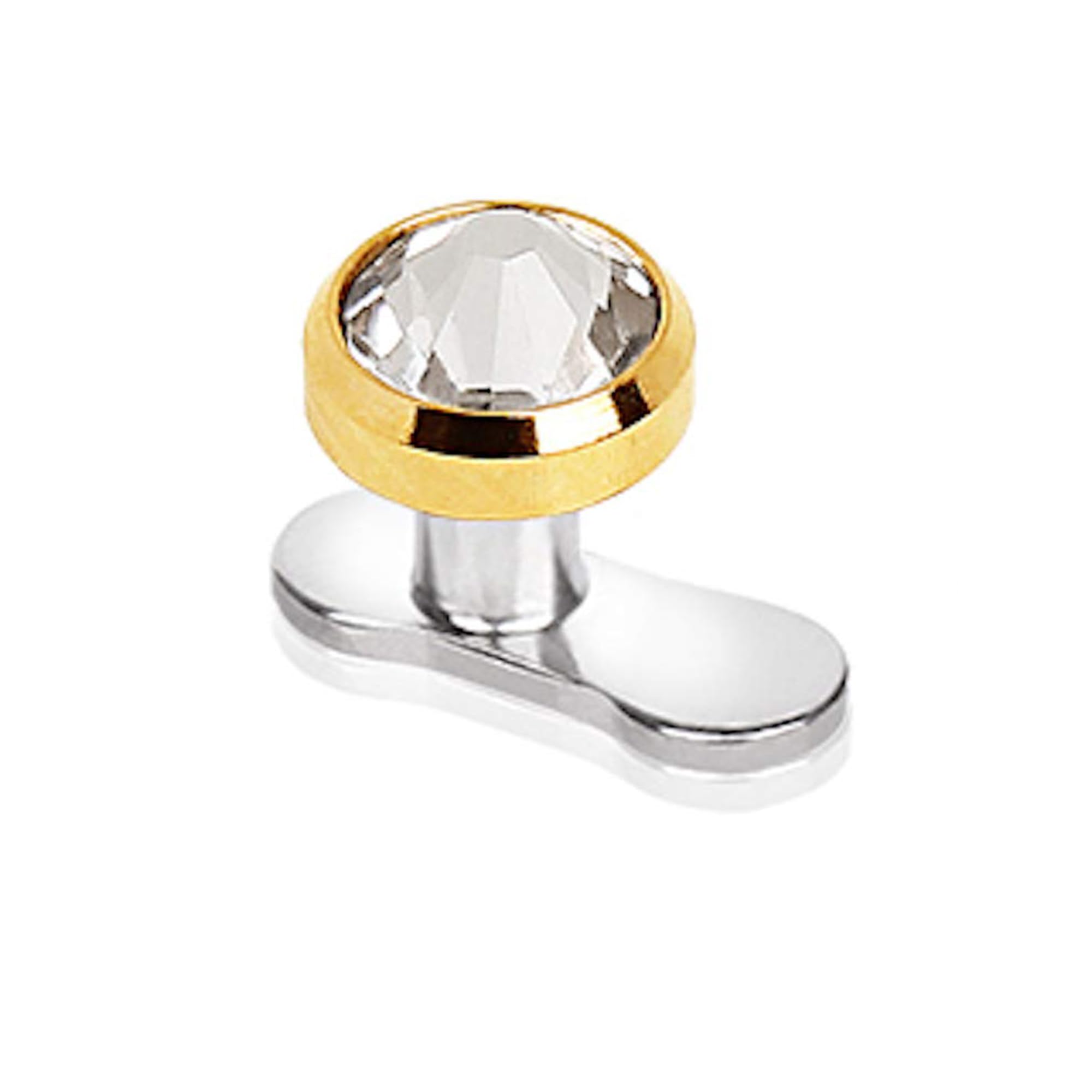 Gold Plated Dermal Top Jewelry with CZ Stones for Piercing Lovers