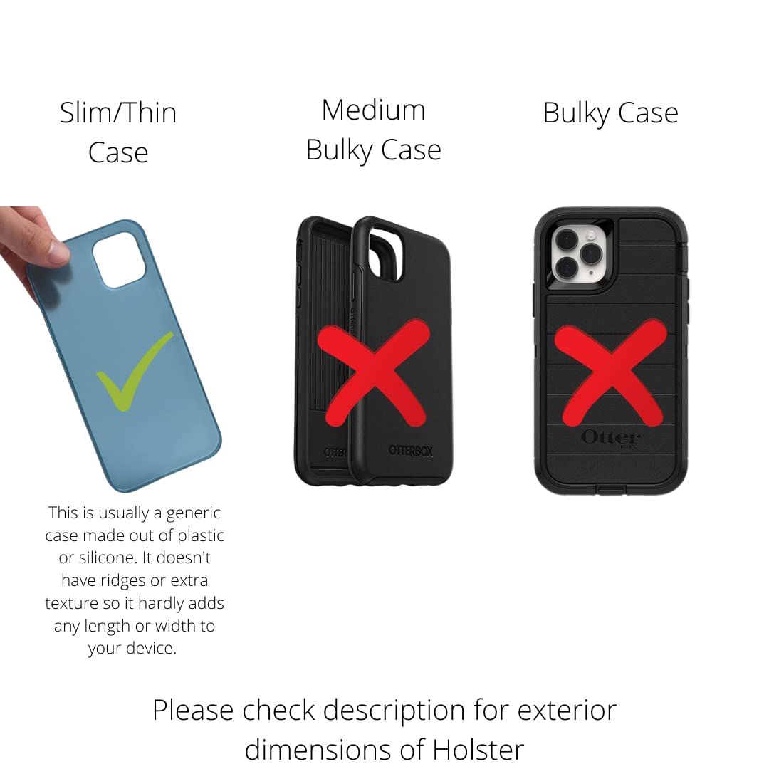 Premium Nylon Phone Holster for iPhone 14/14 Pro/13/13 Pro/12/12 Pro - Slim Fit Belt Clip Pouch with Metal Clip - Black Smartphone Case Holder for Running, Hiking & Outdoor Activities