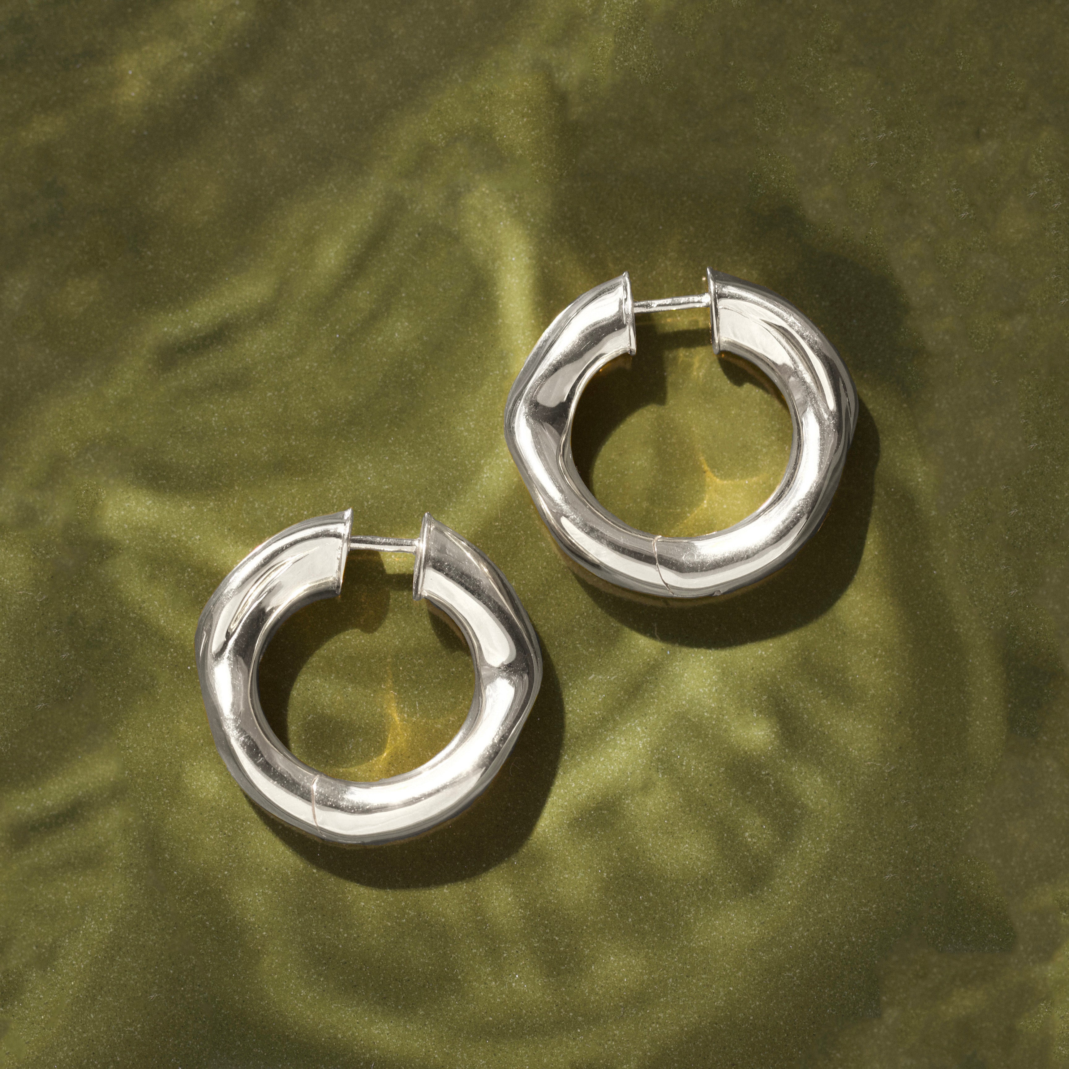 Chunky Organic Hoop Earrings for Women - 14K Gold Plated Large Statement Hoops - Boho Chic Dangle Earrings for Everyday Wear & Special Occasions