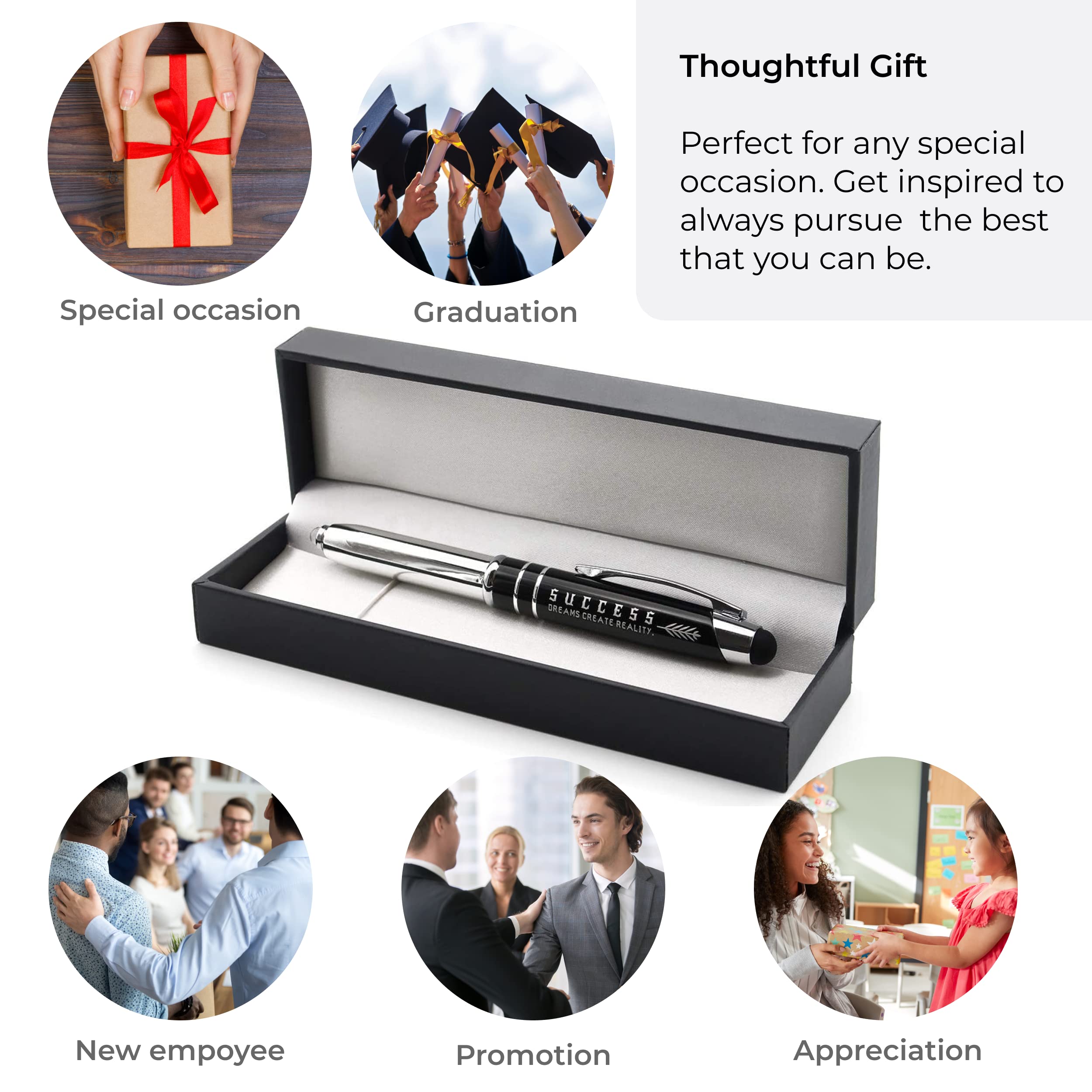 Premium Inkstone Success Gift Pen Set - Elegant Writing Pen with LED Flashlight & Stylus for Business, Graduation, and Executive Gifts (Includes Luxury Presentation Box) - Perfect for Office Use, Signing Documents, and Professional Presentations