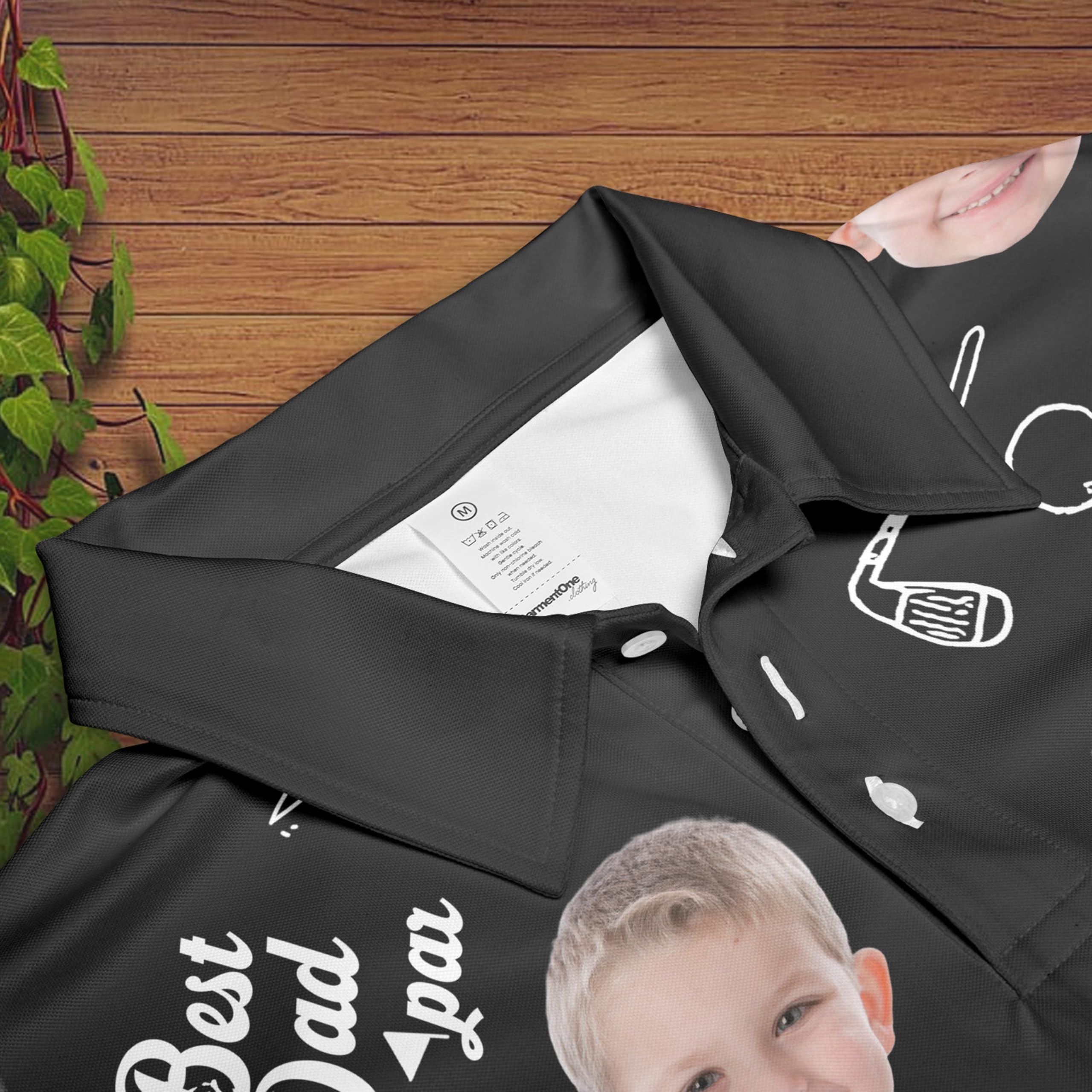 Custom Dad Polo Shirt with Kids Face Print - Personalized Father's Day Gift for Golf, BBQ & Family Outings - Breathable Men's Casual Shirt