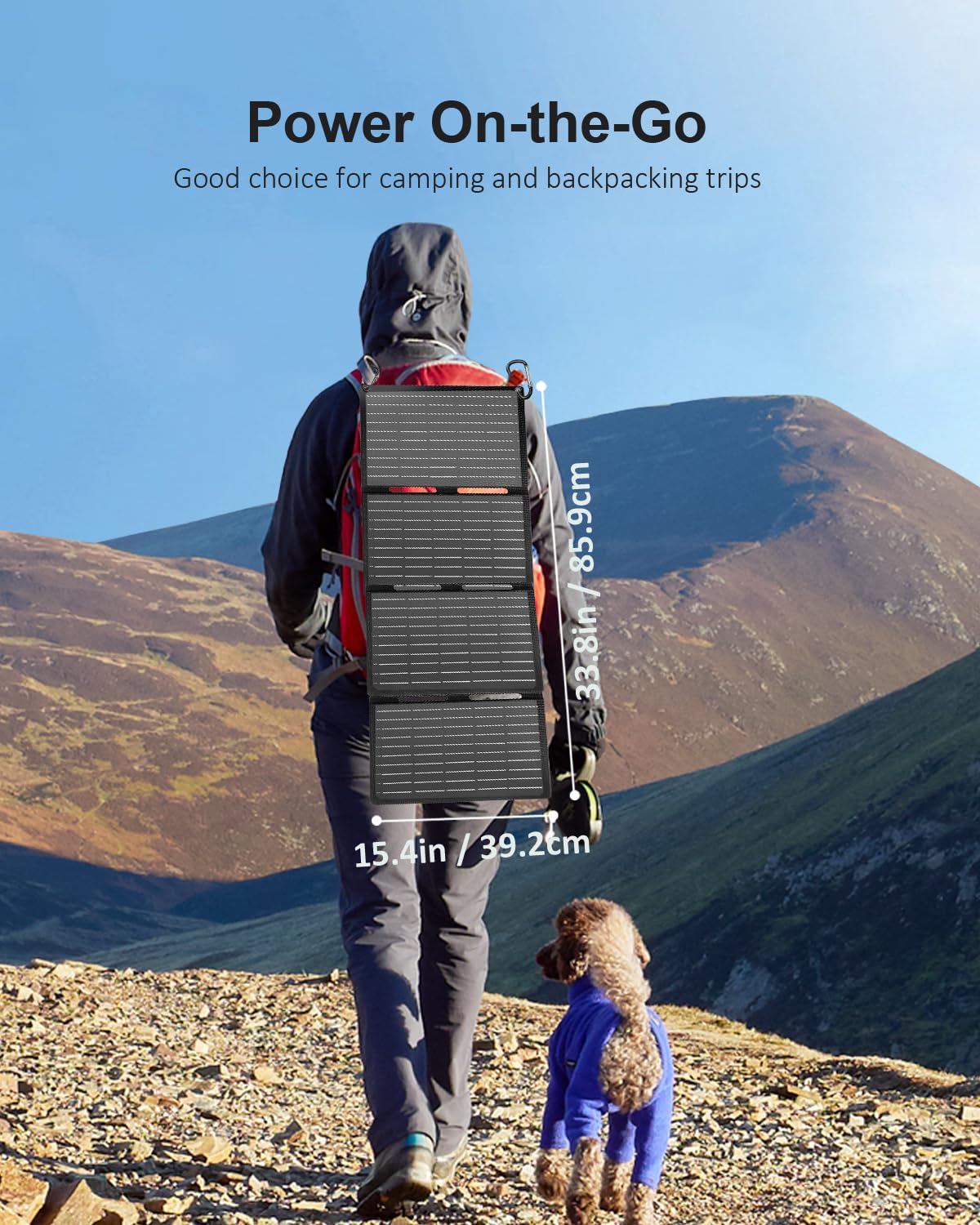 60W Portable Solar Panel with USB C, USB A & DC 18V Output - IP68 Waterproof Foldable ETFE Solar Charger for Power Stations - Compatible with iPhone, Samsung - Perfect for Camping, Hiking & Outdoor Adventures