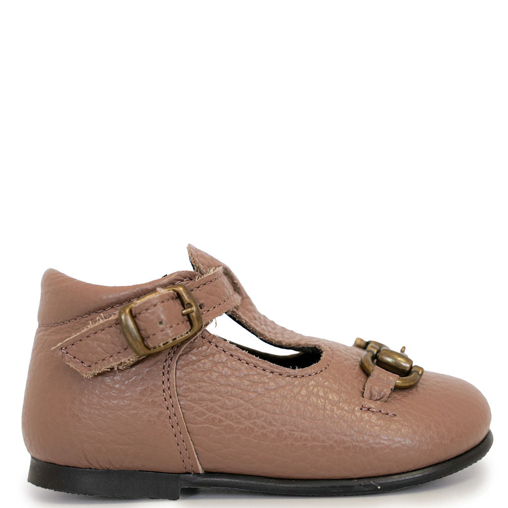 Blublonc Dusty Pink T-Strap Baby Shoes for Girls - Soft Leather First Walkers - Perfect for Special Occasions, Photography & Everyday Wear