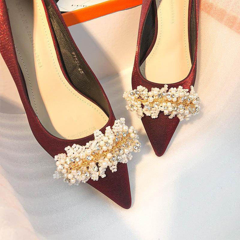 Elegant Pearl Satin Pointy Stiletto Heels for Women - Perfect for Weddings, Parties & Evening Events