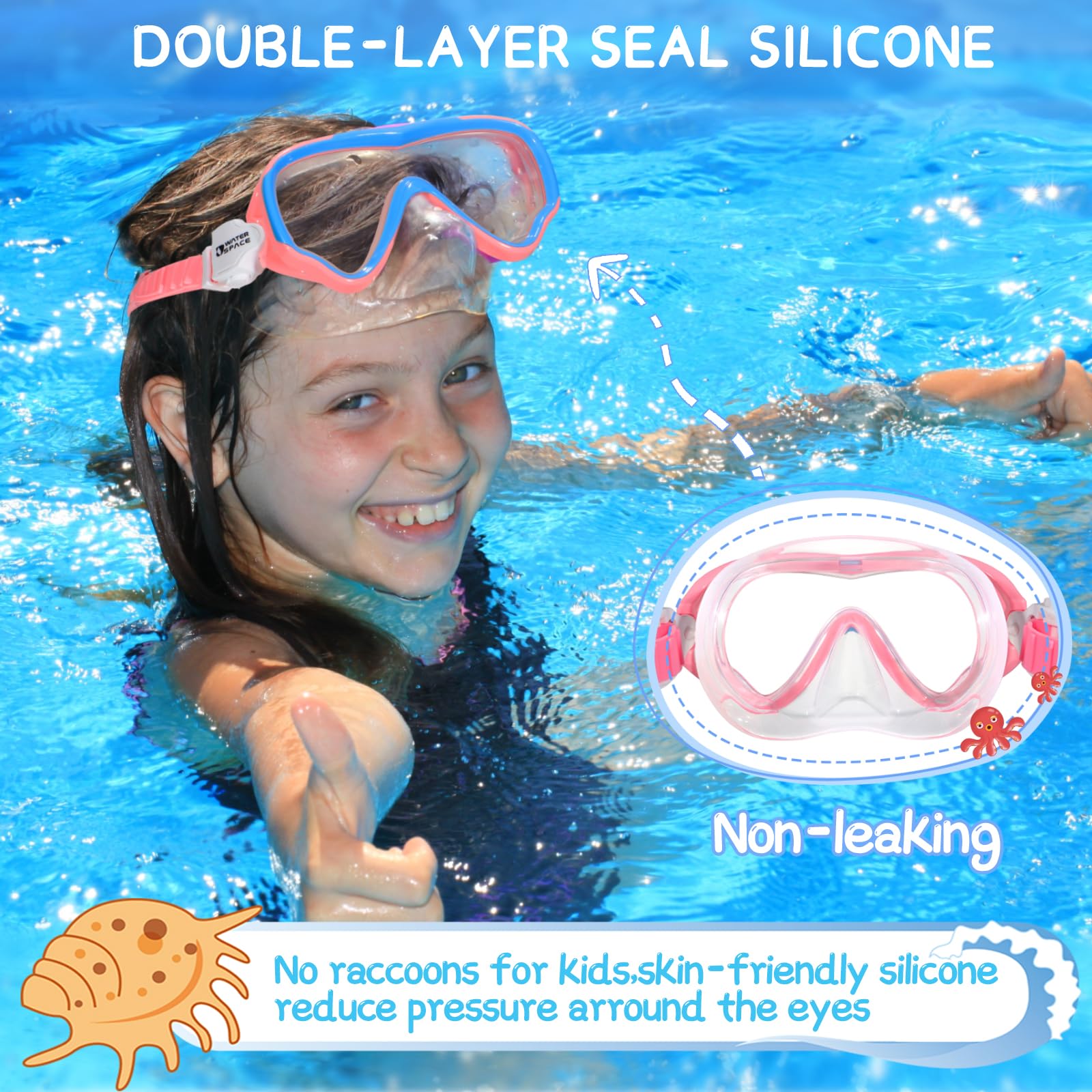 Kids Swimming Goggles with Nose Cover, Anti-Shattered UV Protection Lens, No-Leak Swim Mask for Youth Ages 3-15, Perfect for Pool, Beach, and Swim Lessons