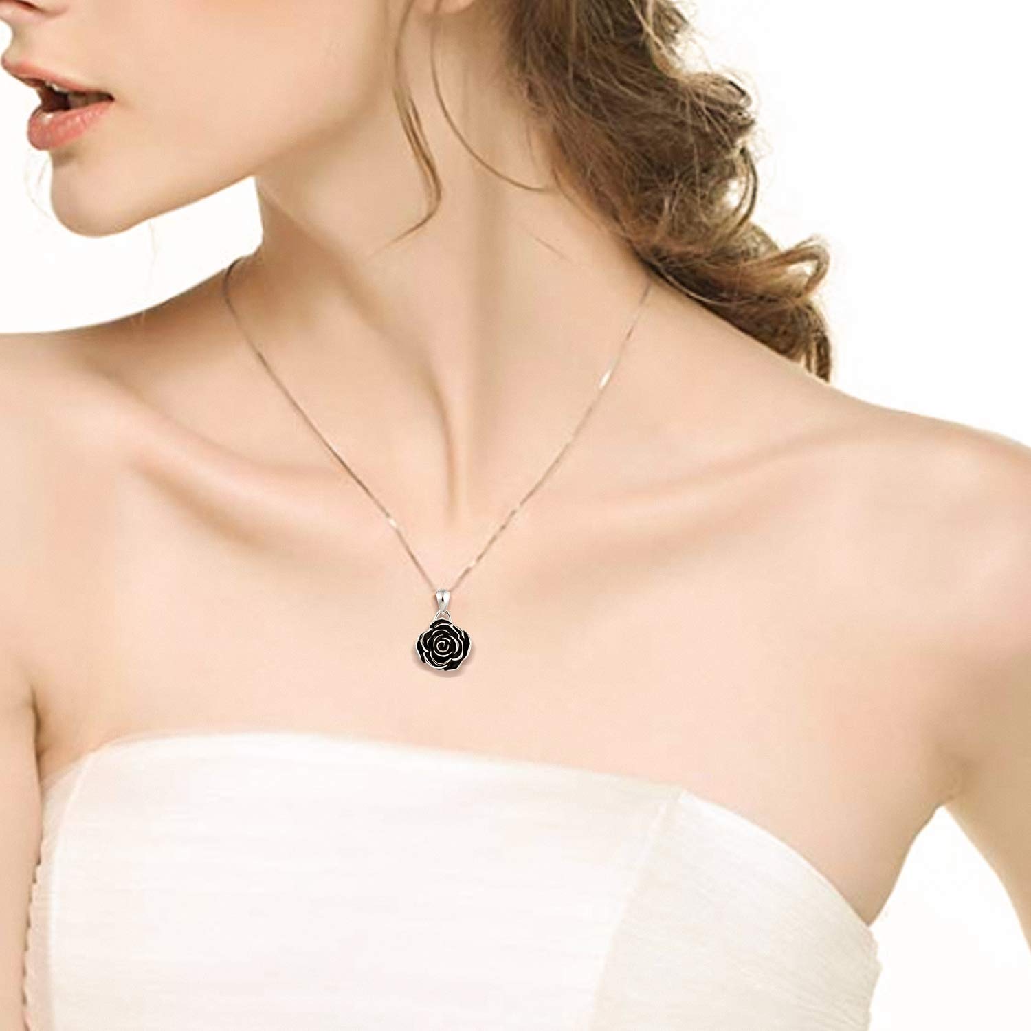 BEILIN 925 Sterling Silver Rose Flower Necklace for Women - Elegant Rose Pendant Jewelry Gift for Her, Perfect for Valentine's Day, Anniversary & Special Occasions