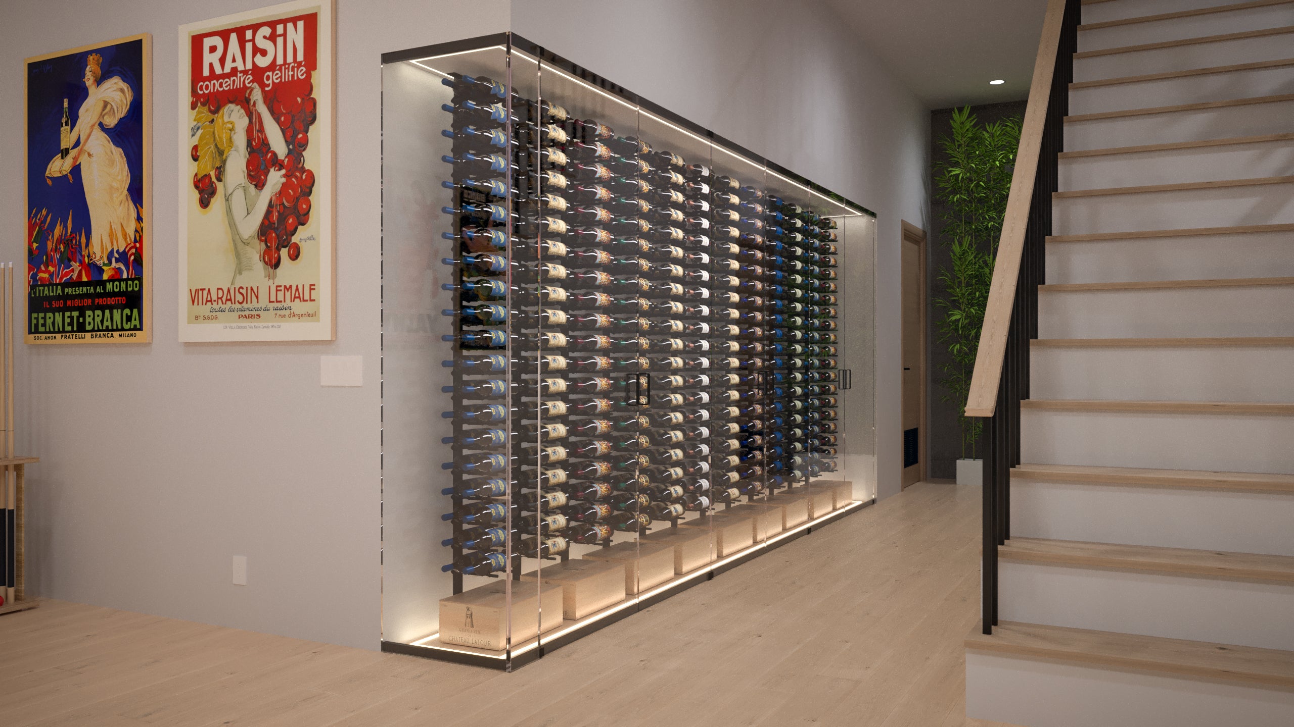 HZ Minimalist Series 1-Sided Wine Rack Display - Holds 40 Bottles - Space Saving Wall Mounted Wine Storage for Home, Bar, or Restaurant Decor