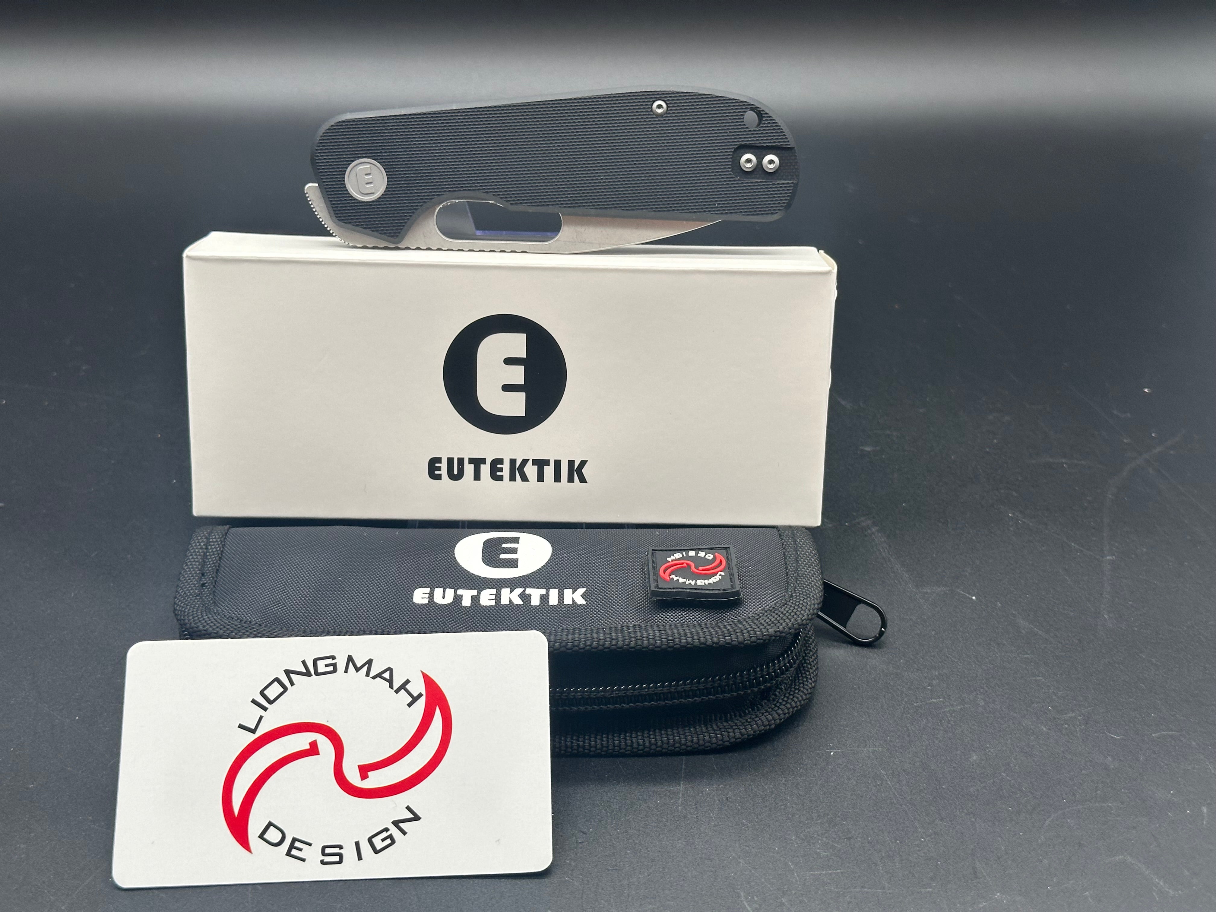 Premium Eutektik EFD Black Stonewashed Pocket Knife with LTK Koozie, Patch & Sticker Set - Perfect for Camping, Hiking & Outdoor Adventures